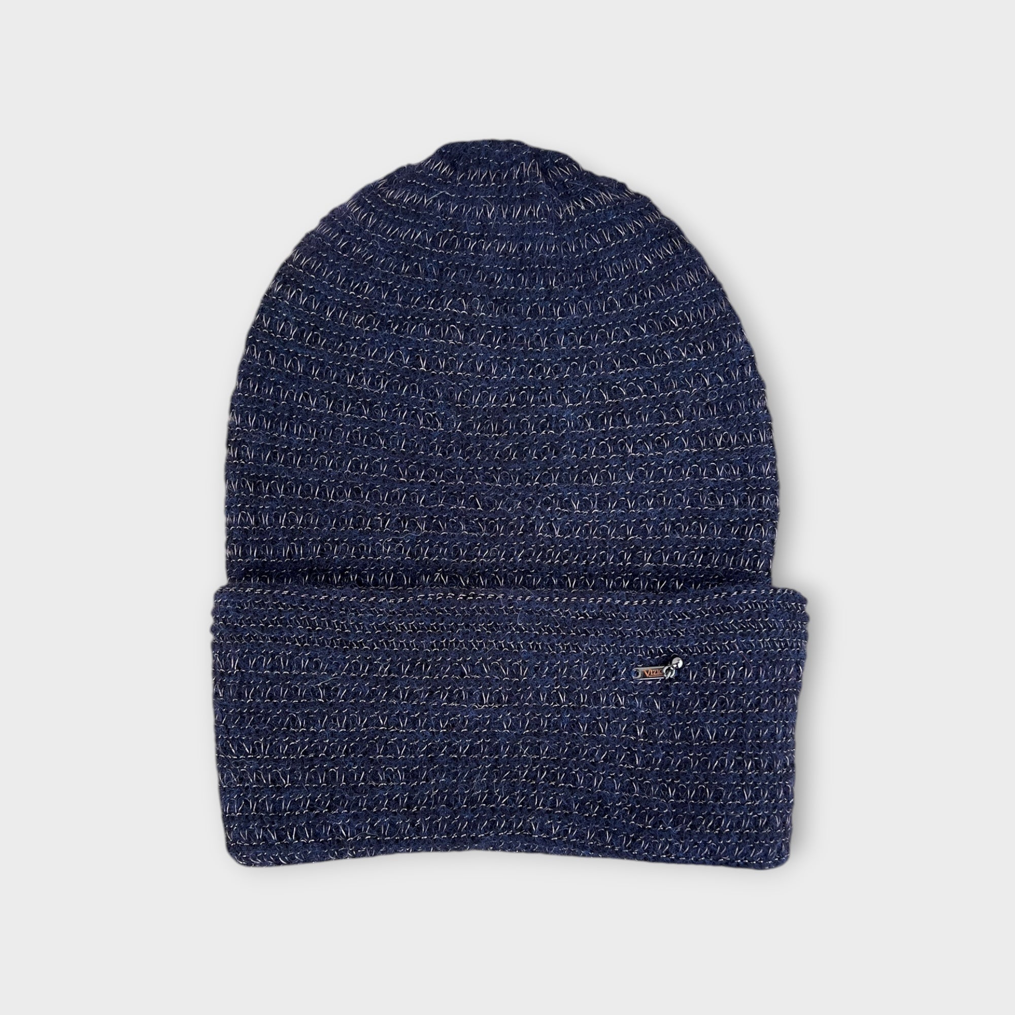 Berretto Beanie Con Risvolto In Maglia Di Lana e Alpaca