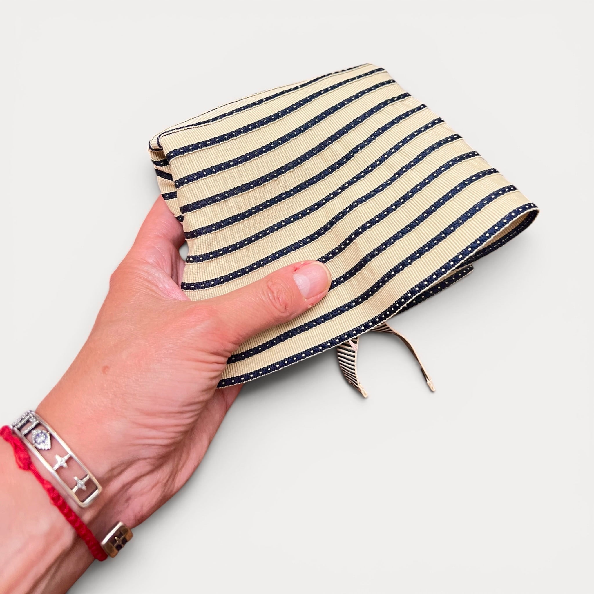 Cappello Donna Estivo In Cotone Beige Righe Nere - Grevi