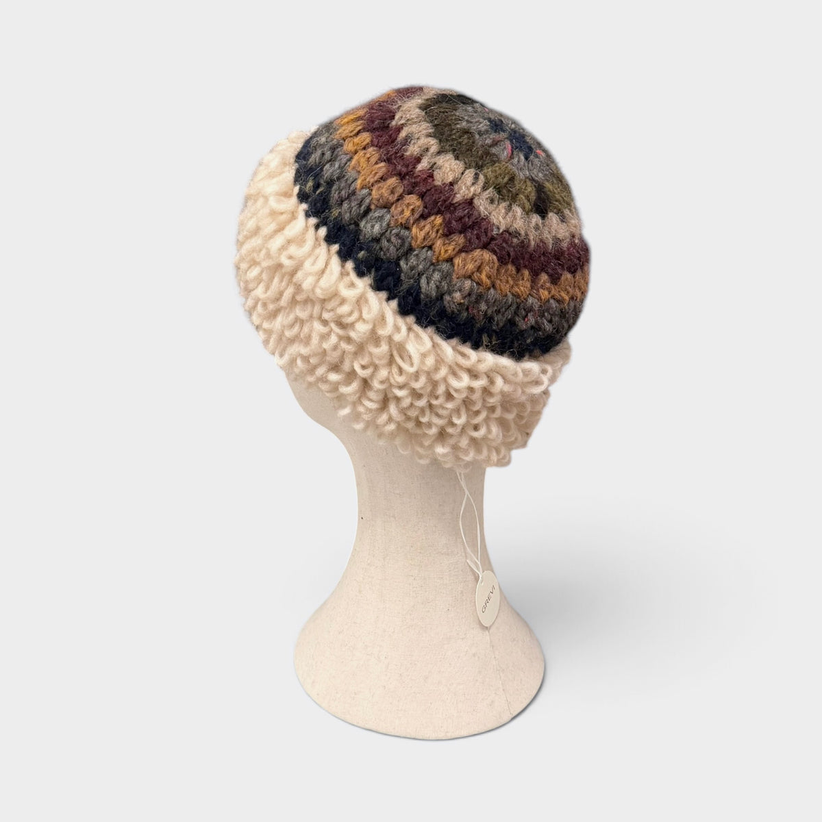 Cappellino Toque Donna Invernale Fatto a Mano In Lana E Alpaca Multicolor - Pieghevole - Grevi