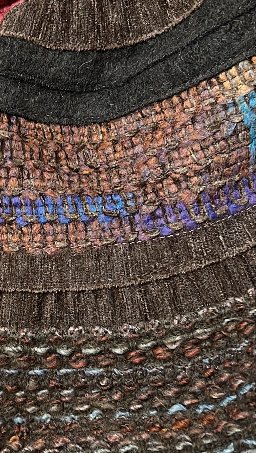 Cappello Donna In Tessuto Patchwork Di Lana E Velluto