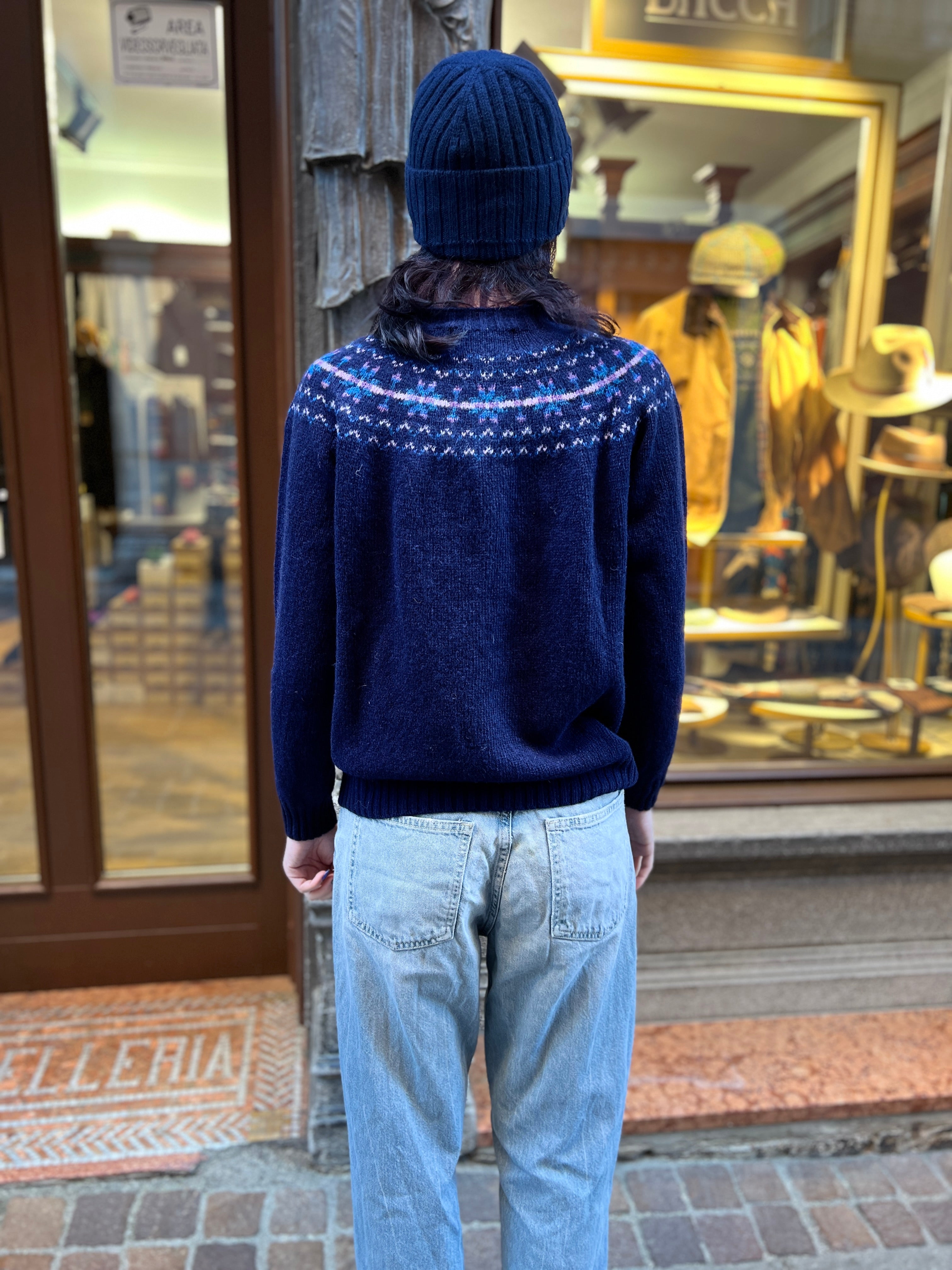 Maglione Donna In Maglia Di Lana Scozzese Fairisle Jumper