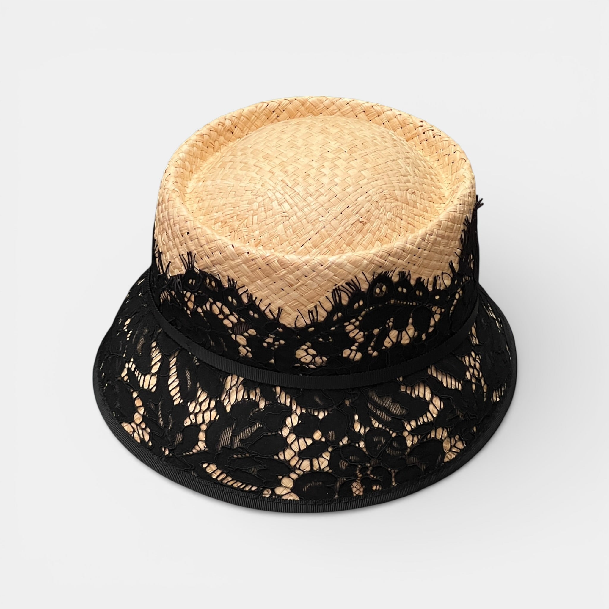 Cappello Donna Estivo Cloche in Raffia e Pizzo - Cappelleria Bacca