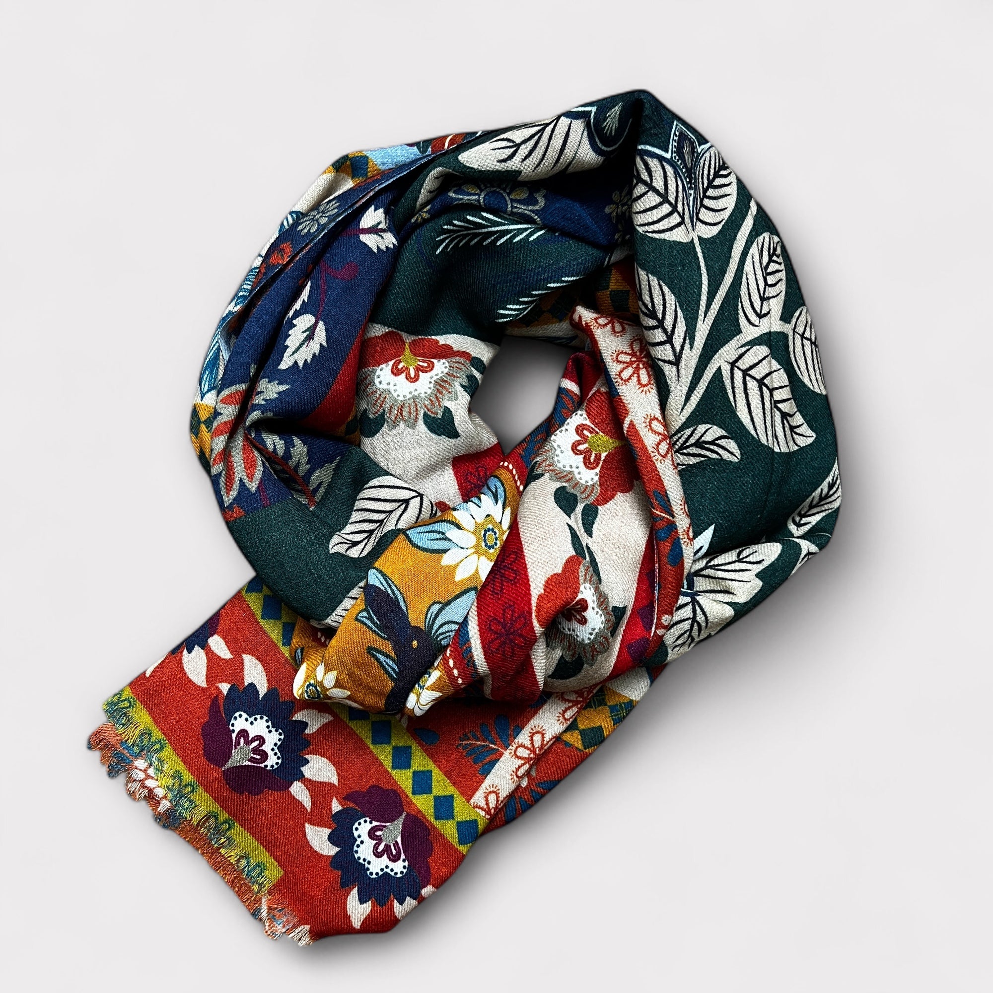 Sciarpa Pura Lana 100x195 cm Motivo Patchwork