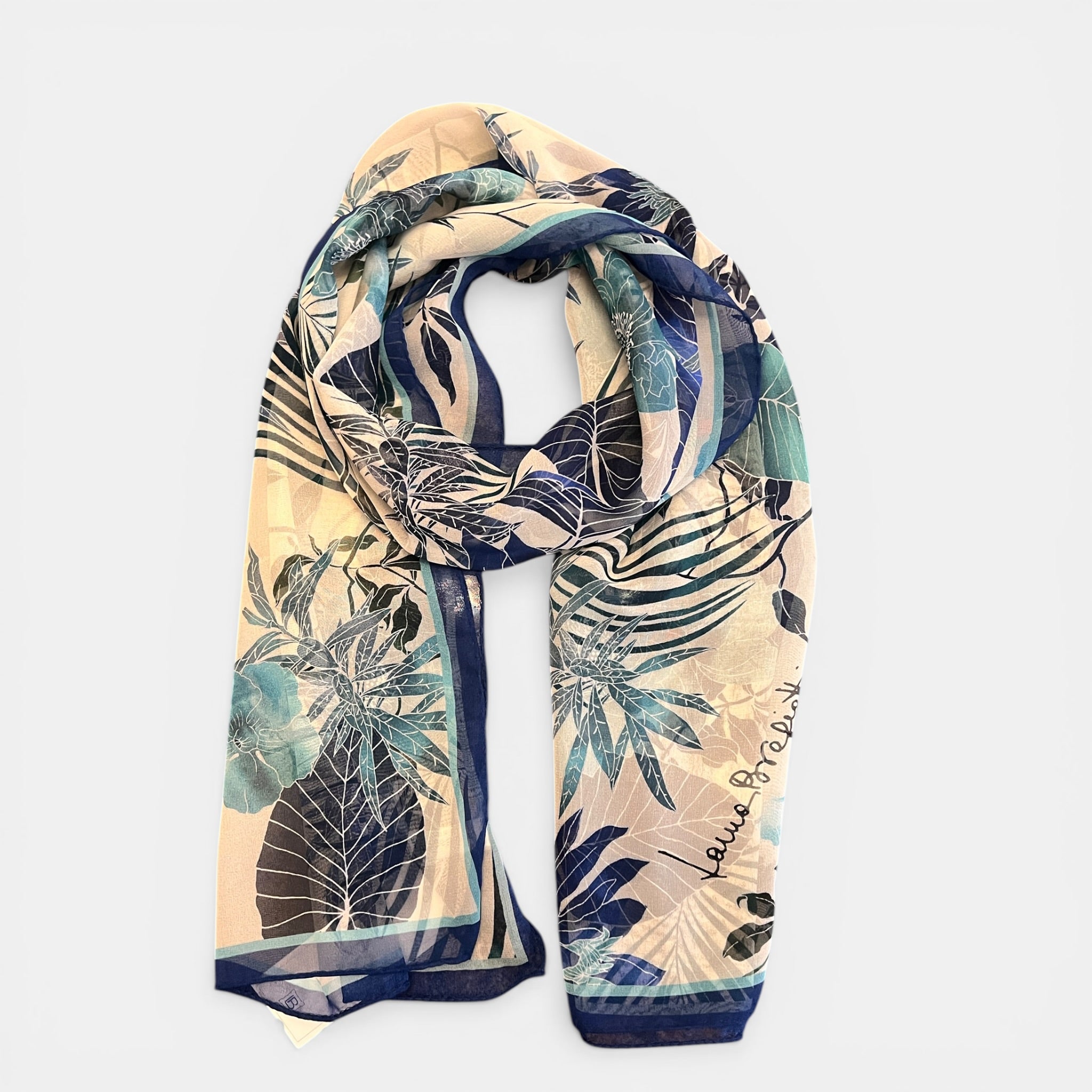 Sciarpa in Pura Seta Georgette Flora 45x160 cm