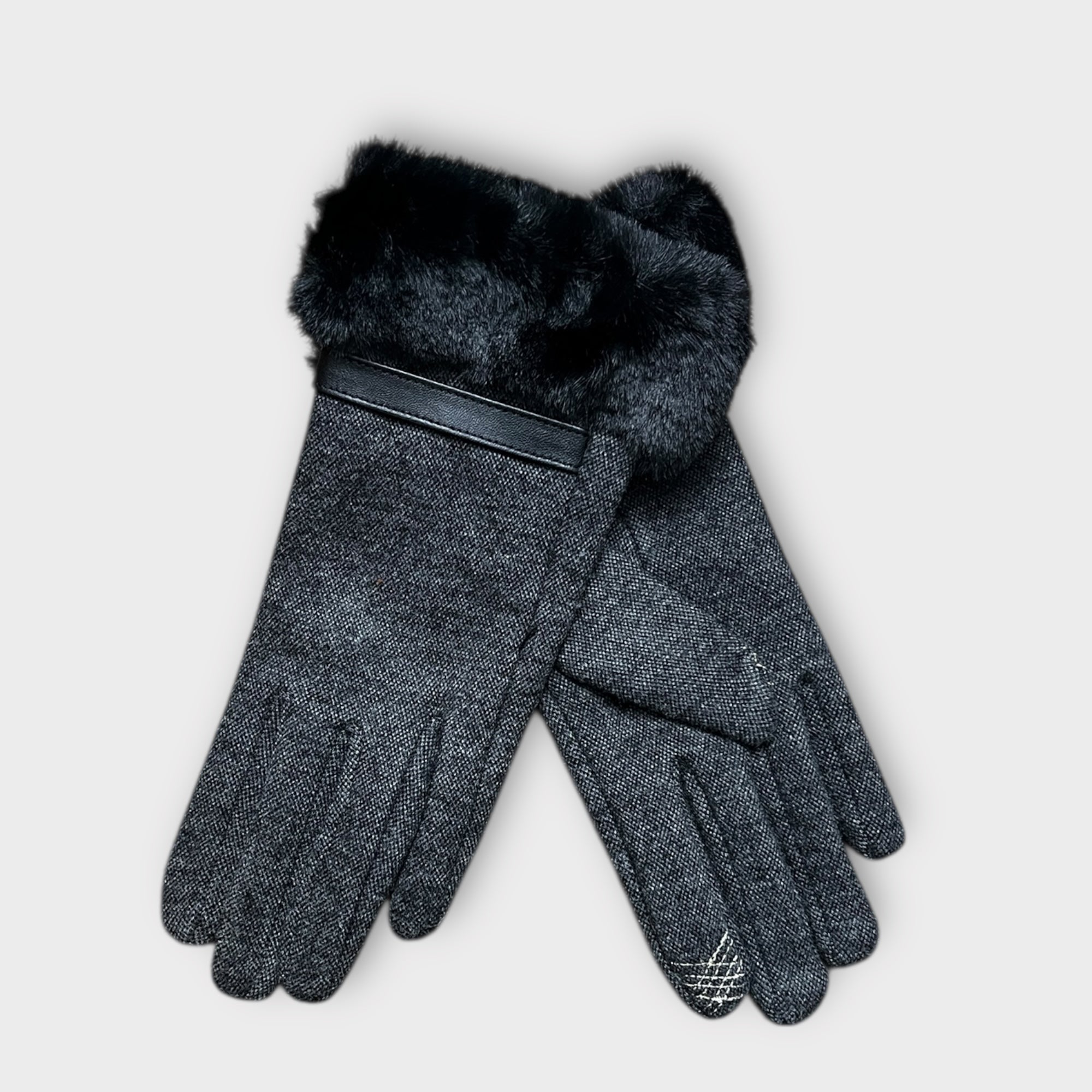 Guanti Donna Con Bordo In Pelliccia Touch Screen