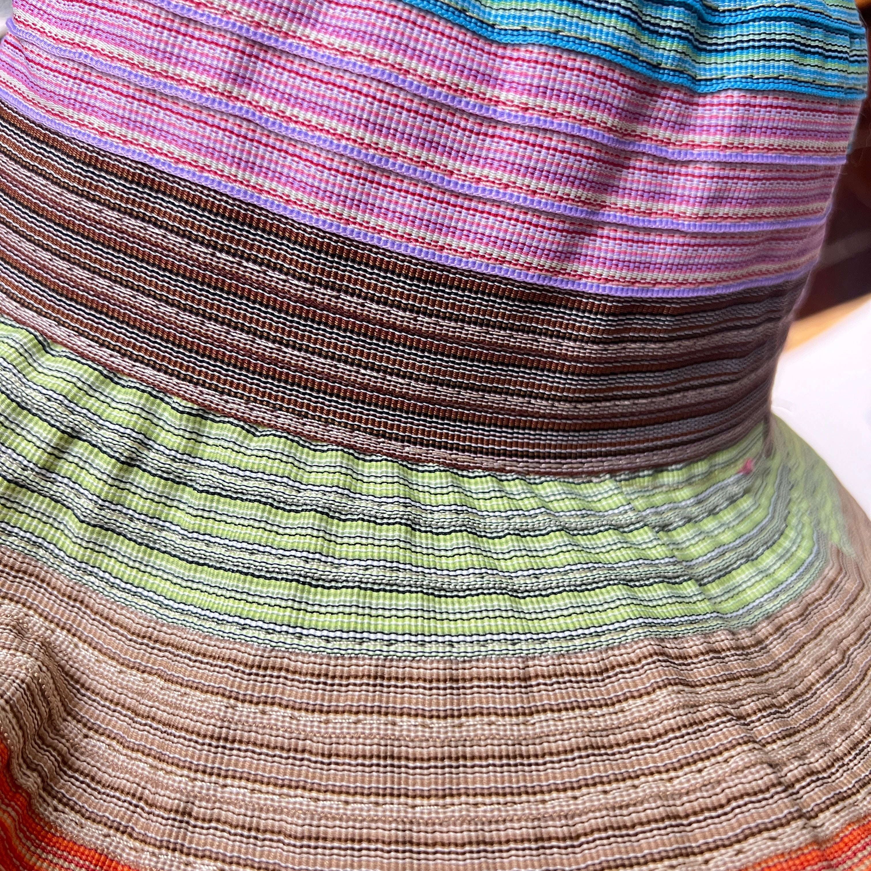 Cappello Donna Estivo In Cotone Multirighe Color, Pieghevole - Grevi
