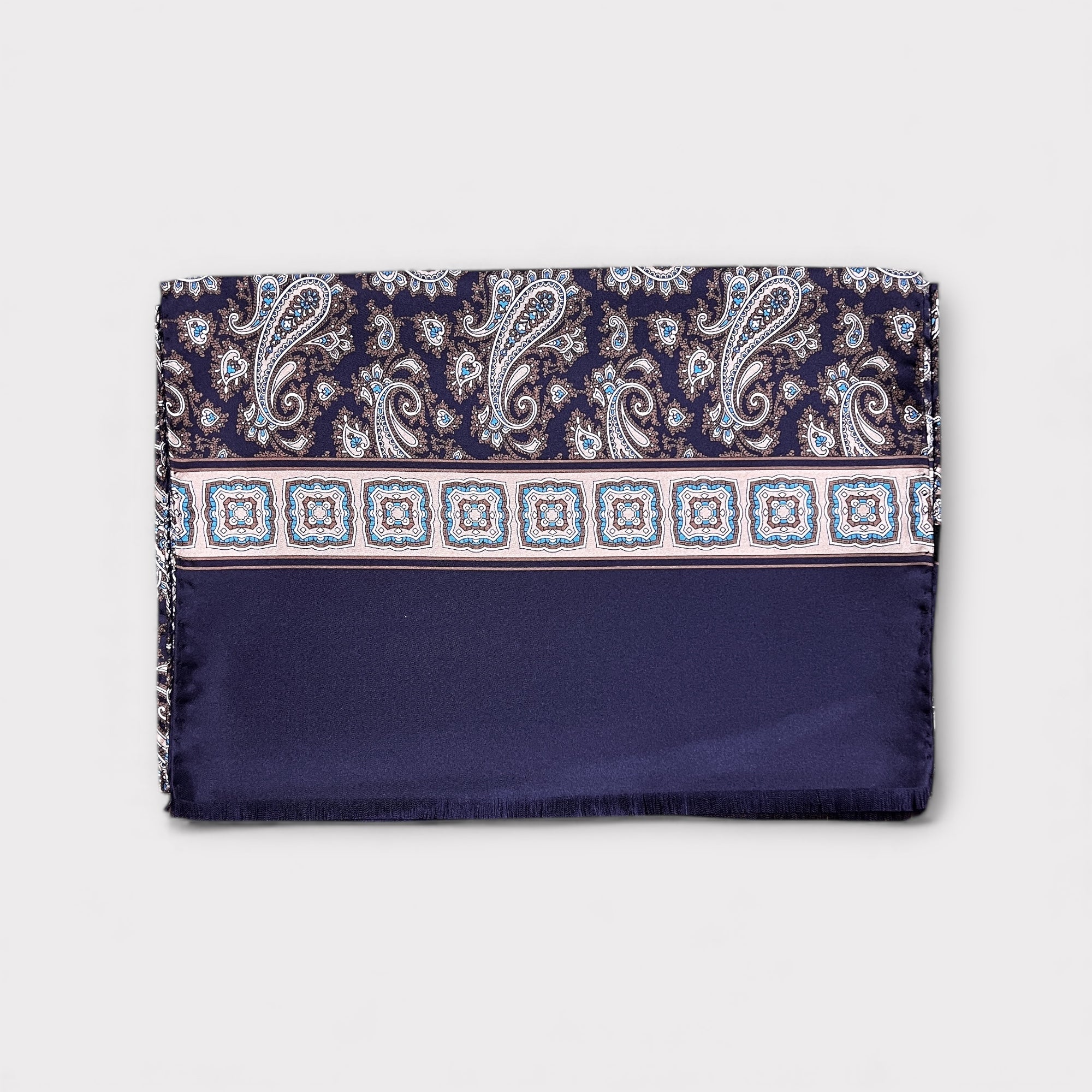 Sciarpa Uomo In Twill Di Pura Seta 33x180 Fantasia Cashmere