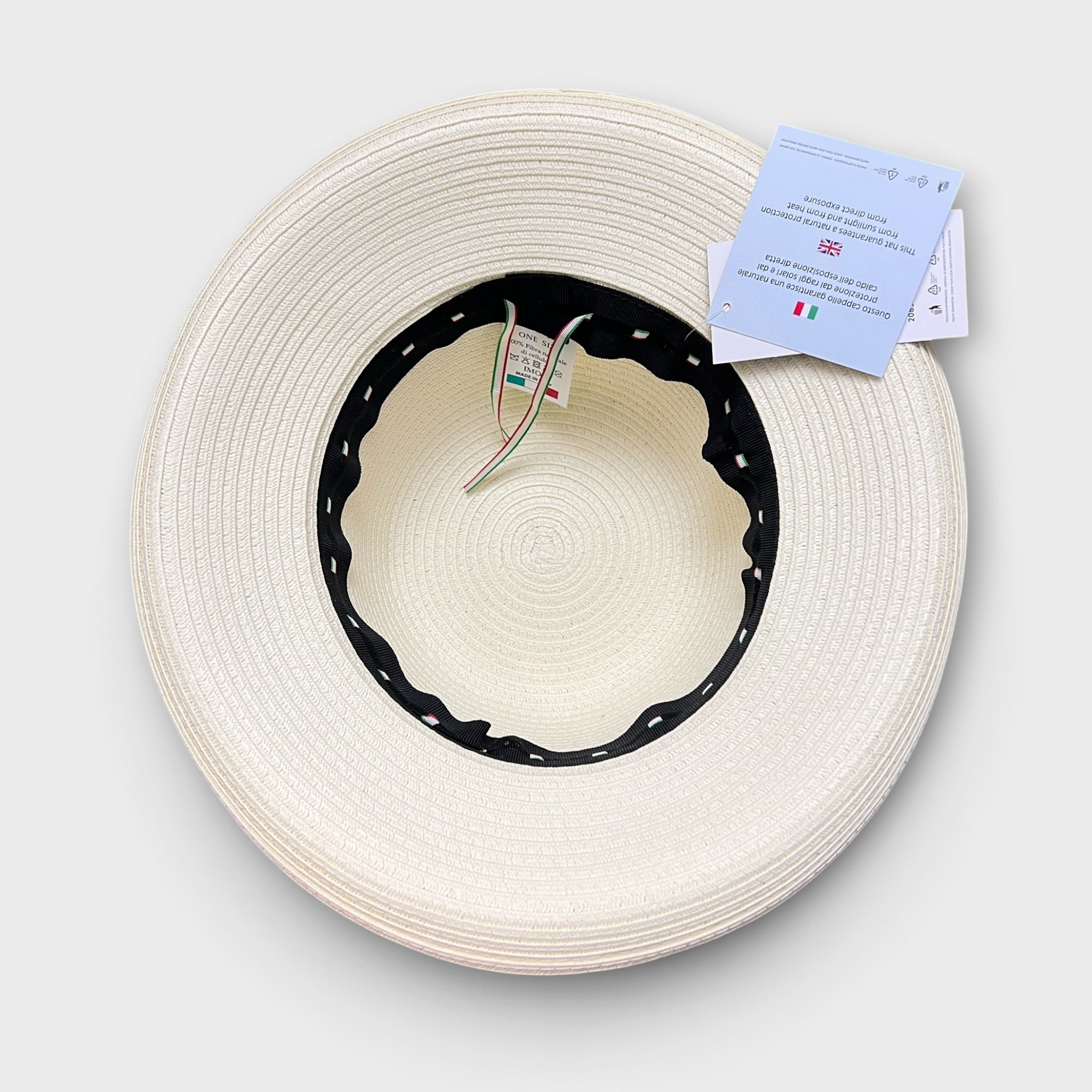 Cappello Da Donna Estivo Ala Media in Paglia Naturale Papier  Nastro Fine Nero - Cappelleria Bacca