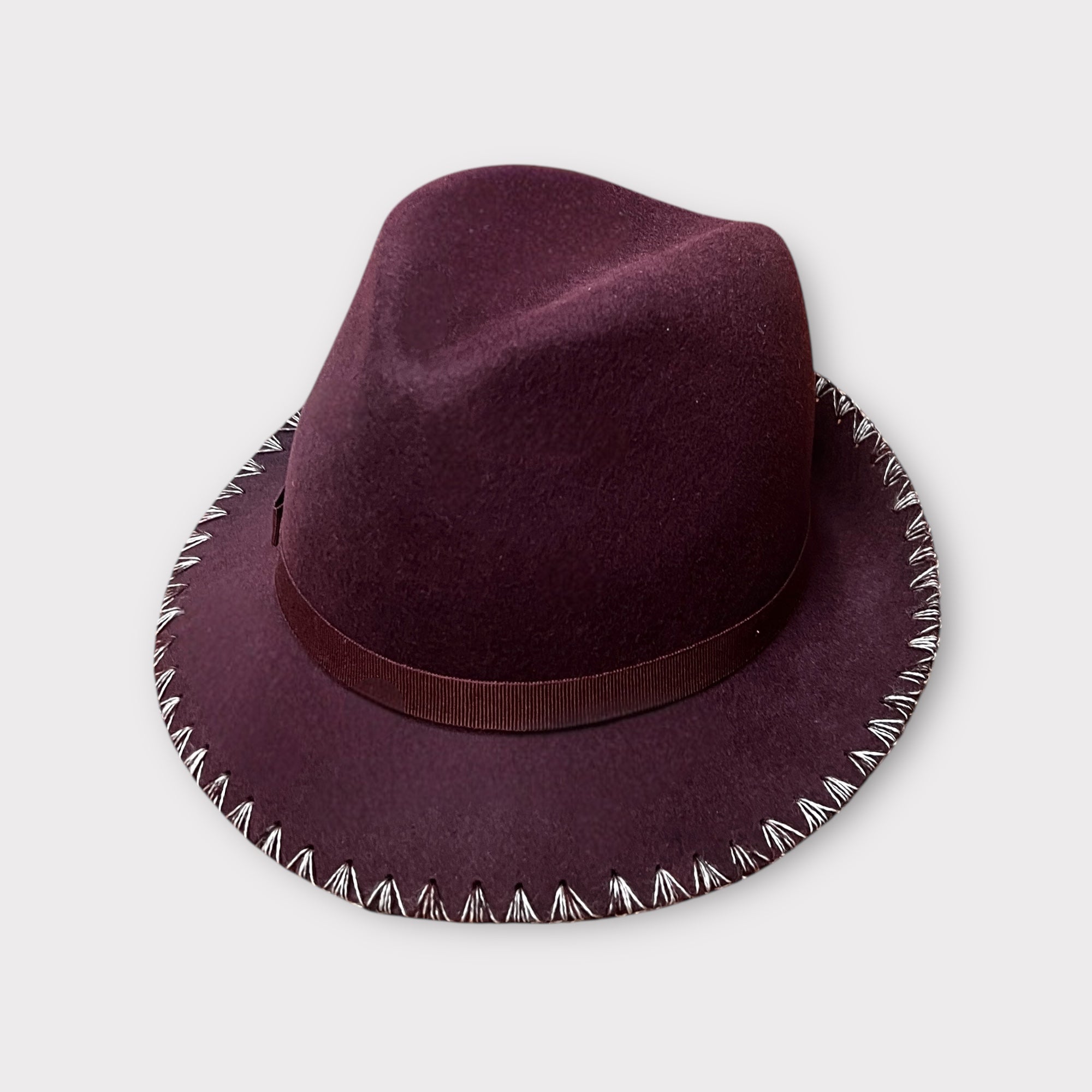 Cappello Trilby Donna In Feltro Bordo Ricamato