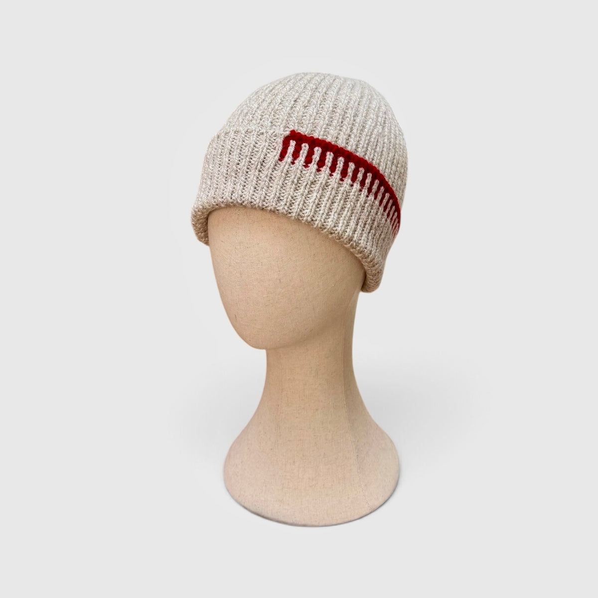 Berretto Con Risvolto In Pura Lana e Cashmere Aran- Motivo Ricamo - Cappelleria Bacca