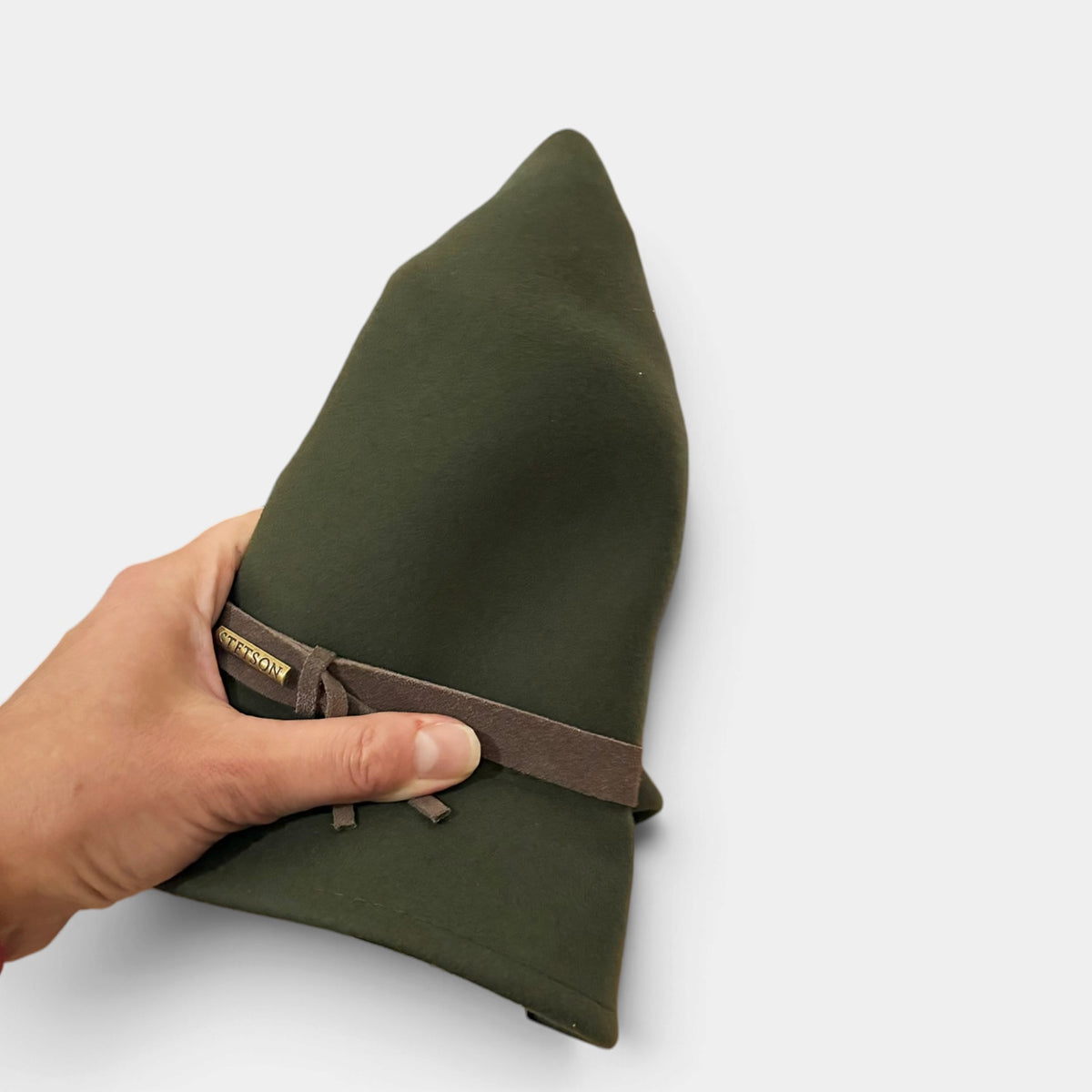 Cappello Traveller In Feltro di Lana "Softfelt" Country Nastro In Pelle Stetson Impermeabile e Pieghevole - Verde Oliva
