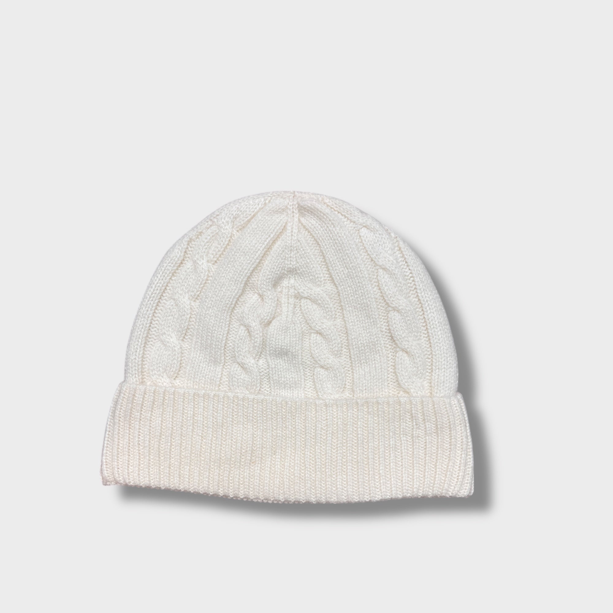 Berretto Unisex Con Risvolto In Puro Cashmere Treccia