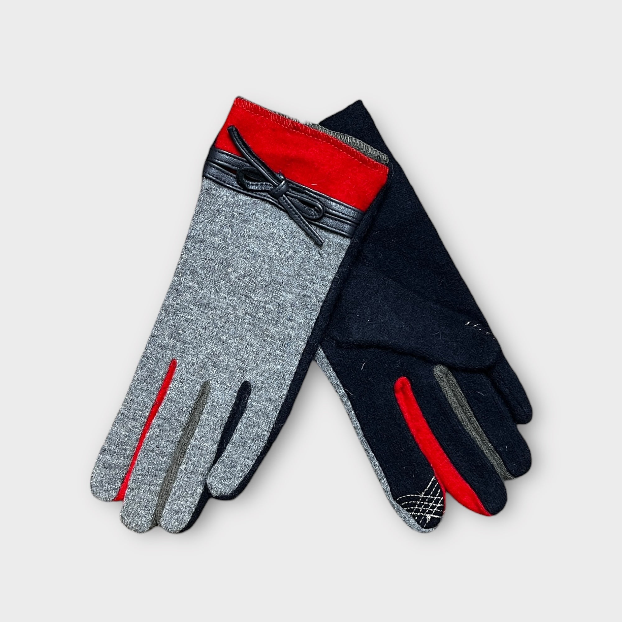 Guanti Donna In Lana E Cashmere Con Dettagli in Pelle