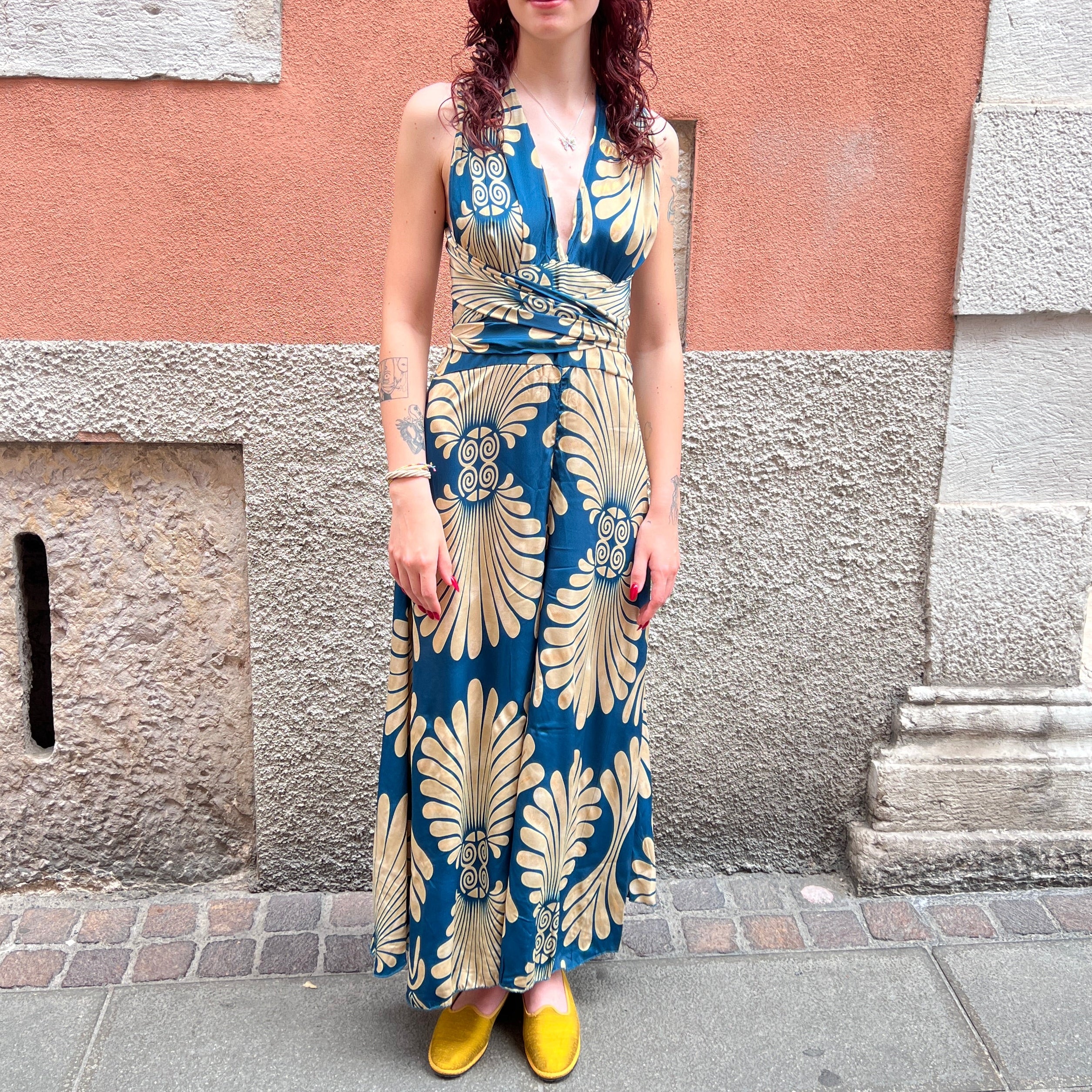 Tuta Pantalone Jumpsuit In Misto Seta