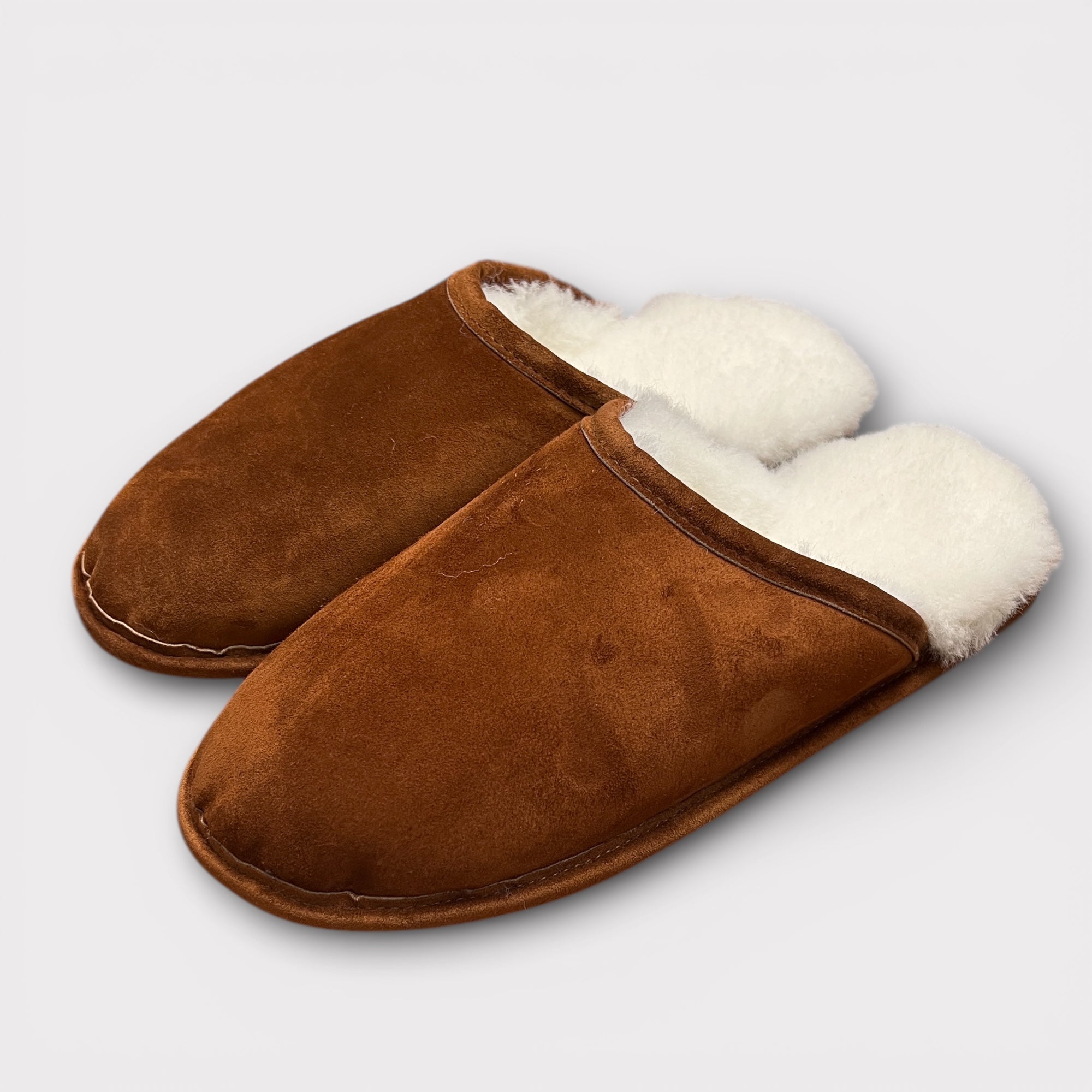 Slippers Sabot Unisex Aperte Scamosciate Con Interno In Pura Lana