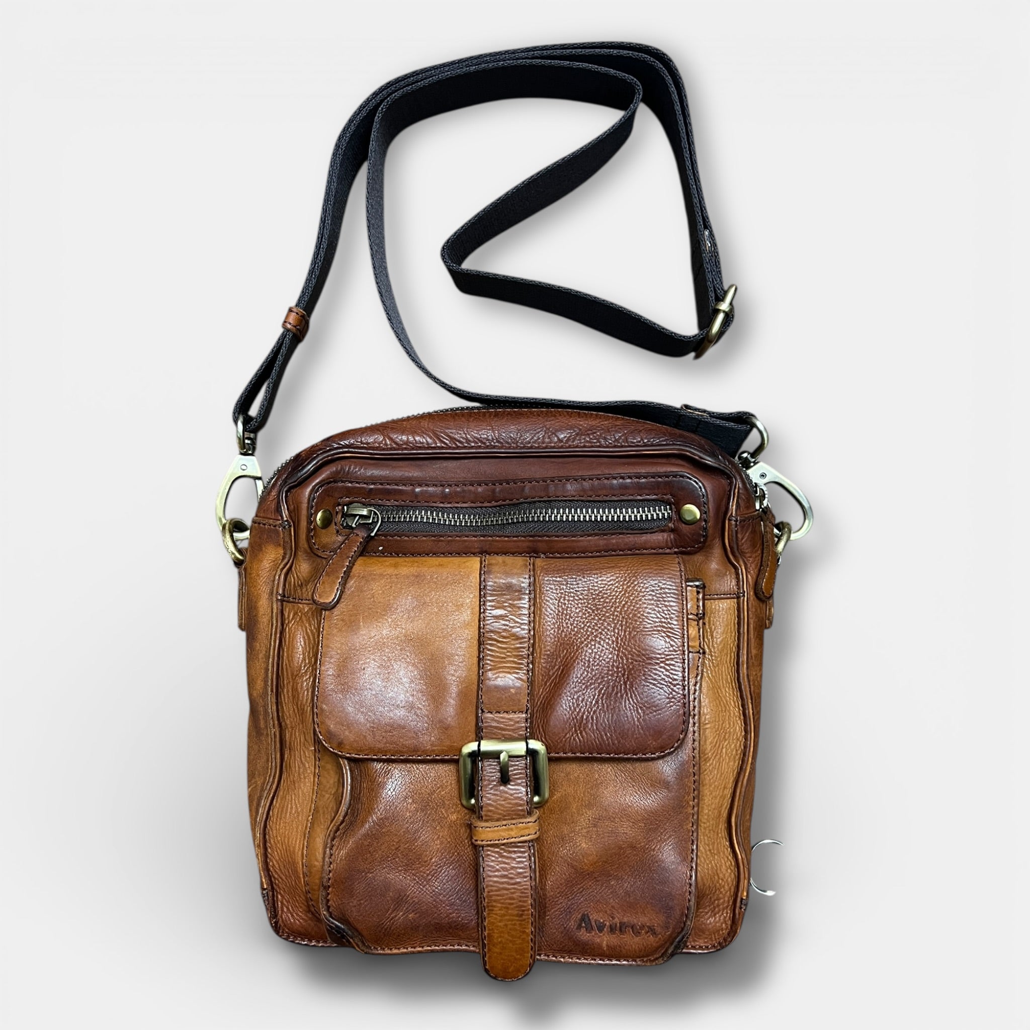 Borsa Uomo in Pelle color Cognac Avirex - Cappelleria Bacca