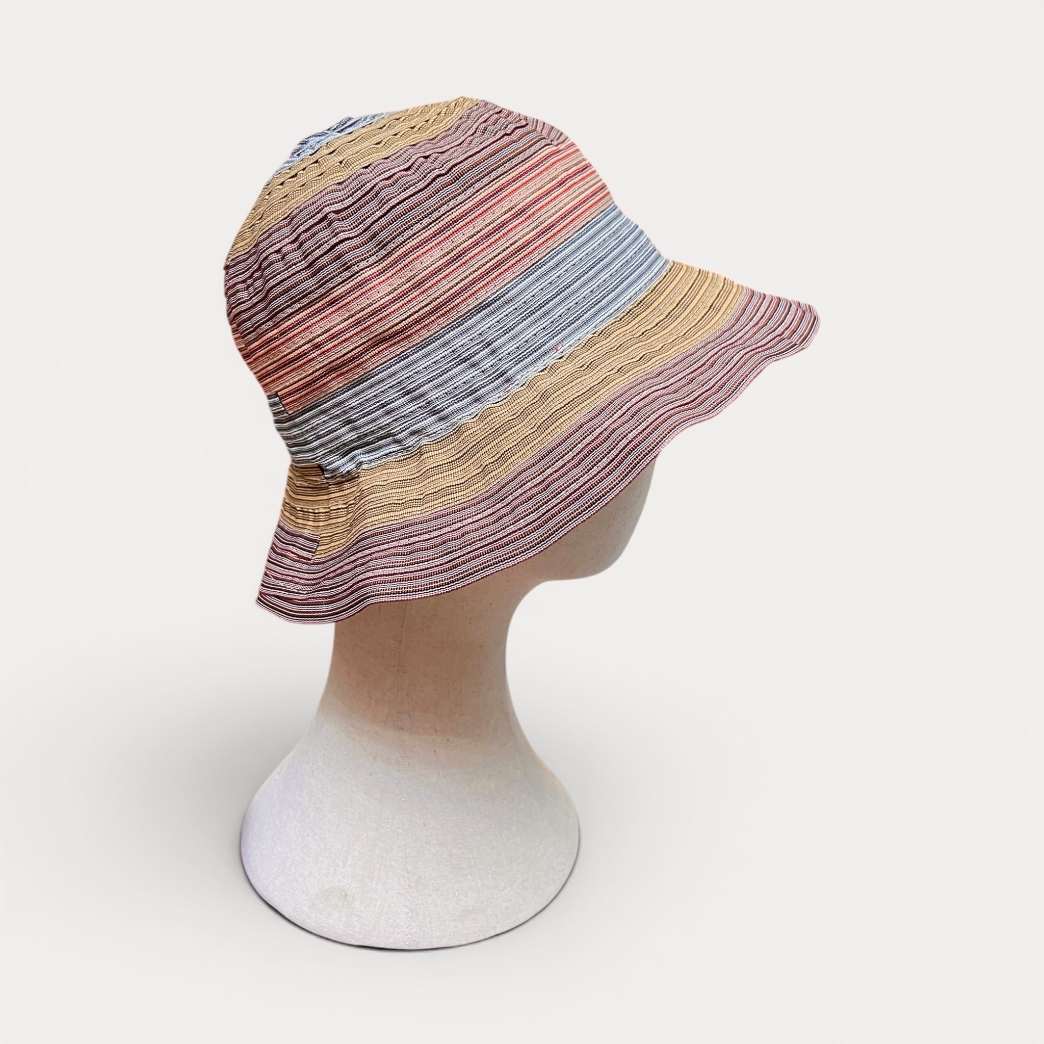 Cappello Donna Estivo In Cotone Multirighe Color, Pieghevole - Grevi