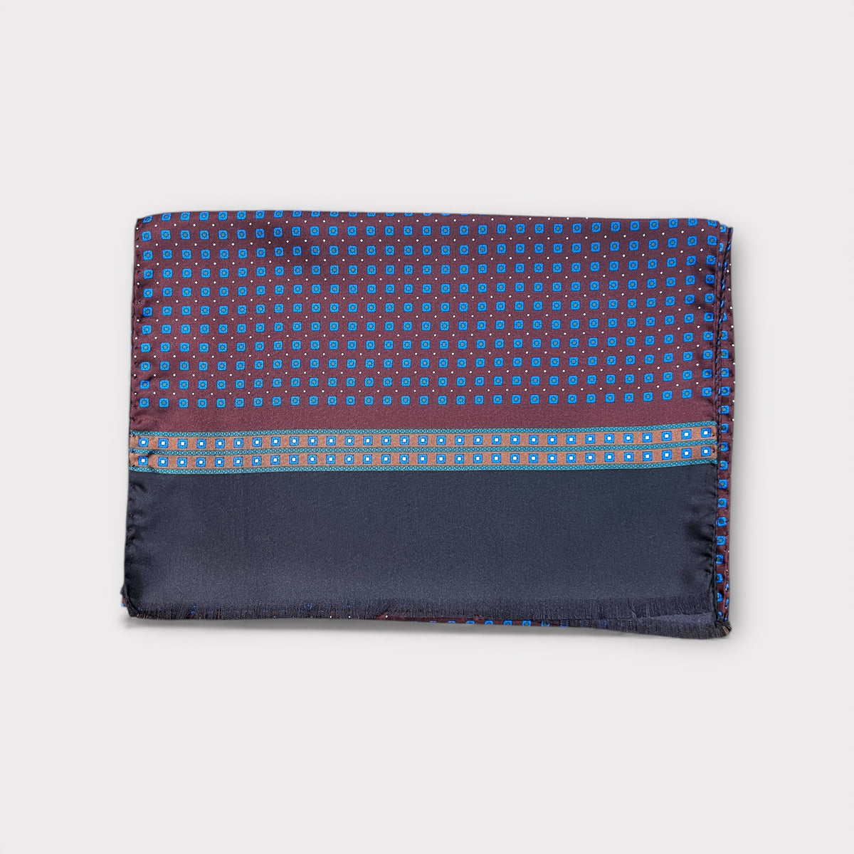 Sciarpa Uomo In Seta 100% Con Pois &ndash; Doppio Strato, Blu E Nera &ndash; Vintage