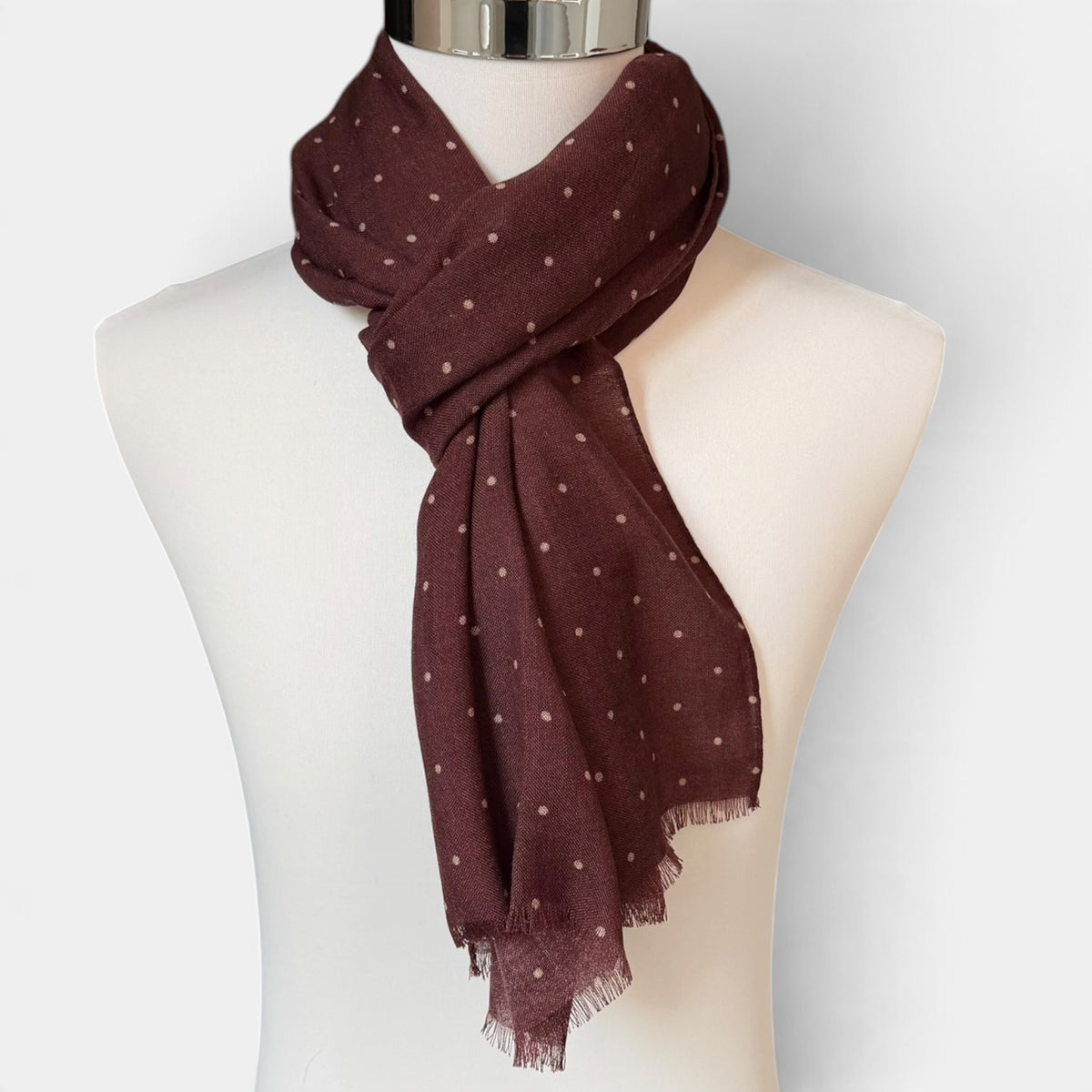 Sciarpa Da Uomo In Tessuto Sottile Di Lana e Cashmere 70x180 cm - Motivo Puntino
