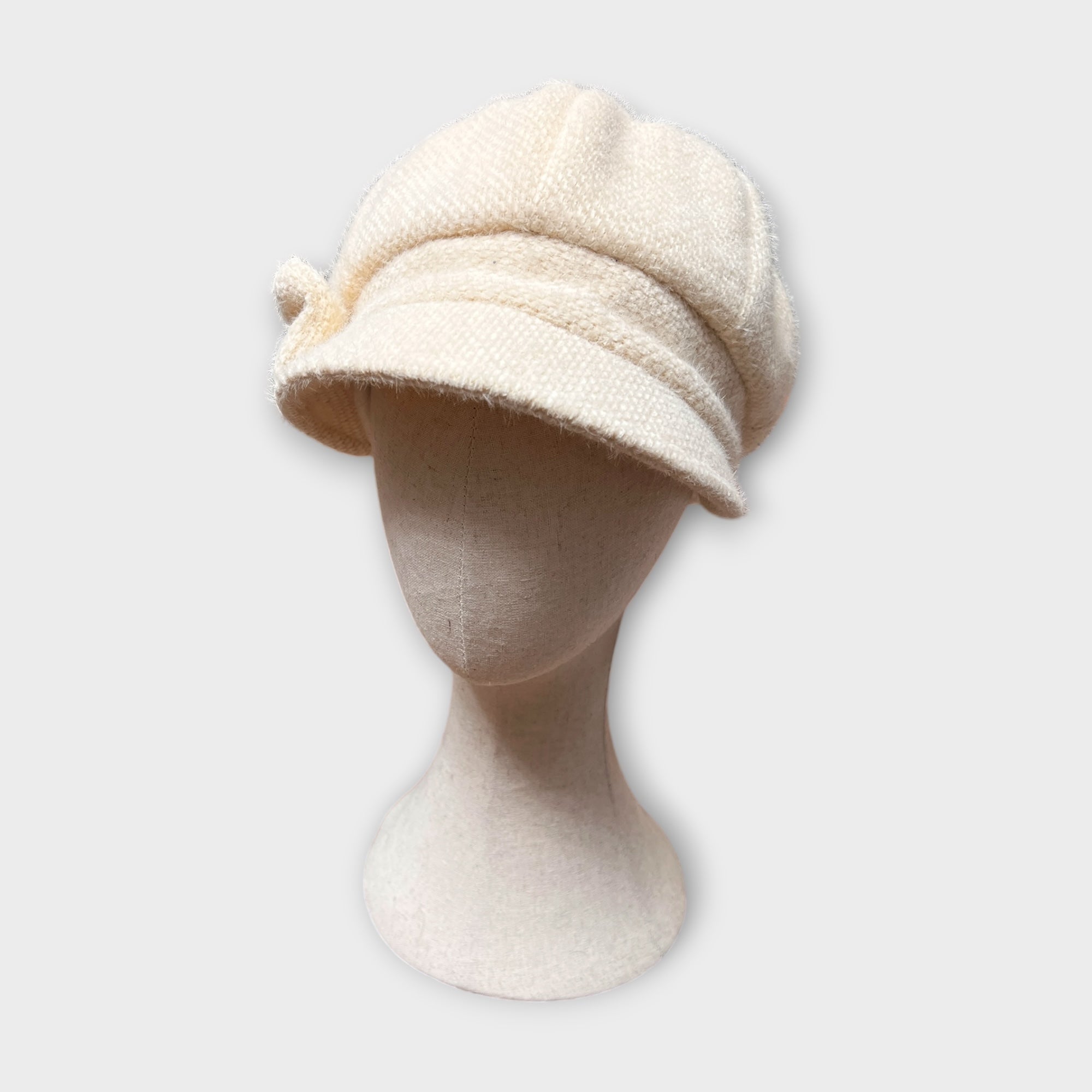 Berretto Donna In Pile Senza Lana Con Visiera E Fiocco