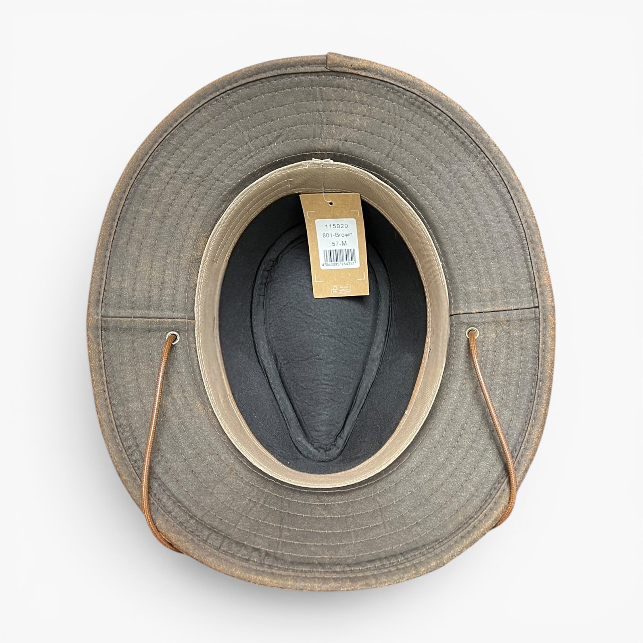 Cappello Traveller In Cotone Spalmato Effetto Vintage Marrone Con Sottogola