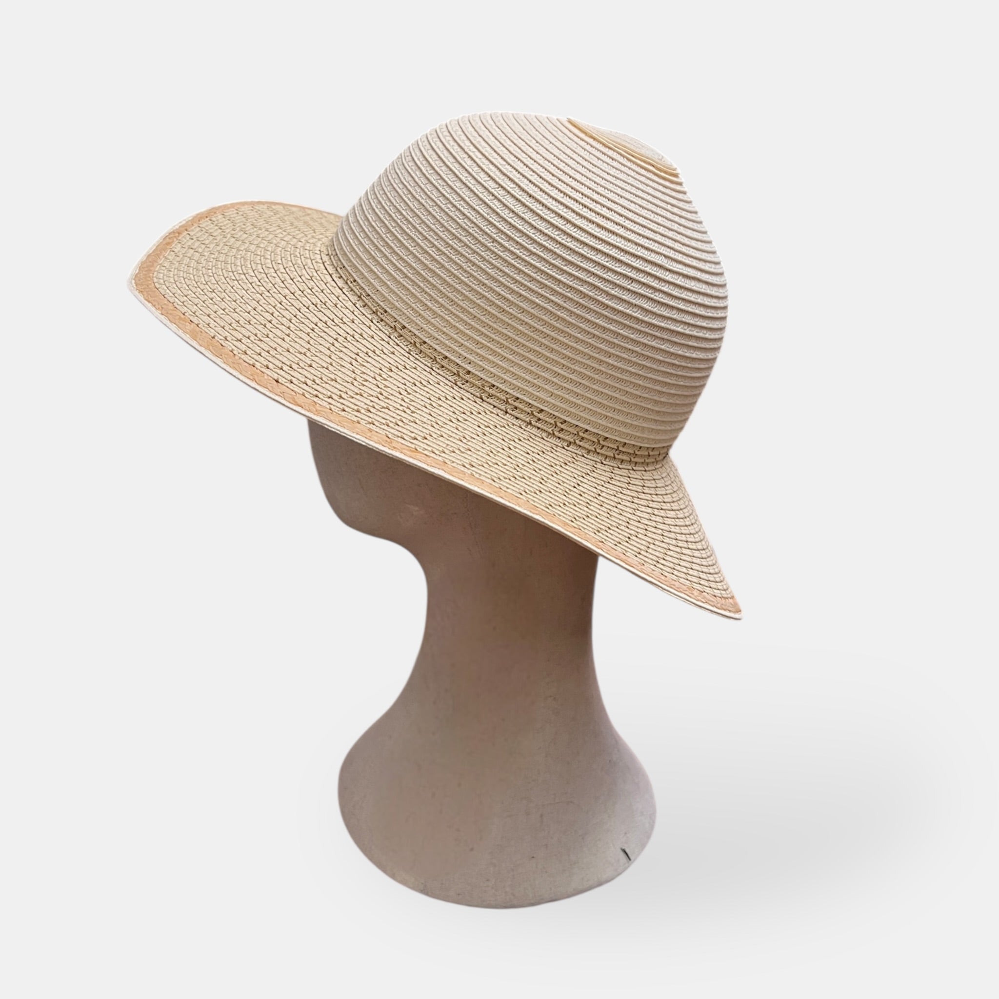 Cappello Estivo Ala Larga In Papier Intrecciato Bicolor - Cappelleria Bacca