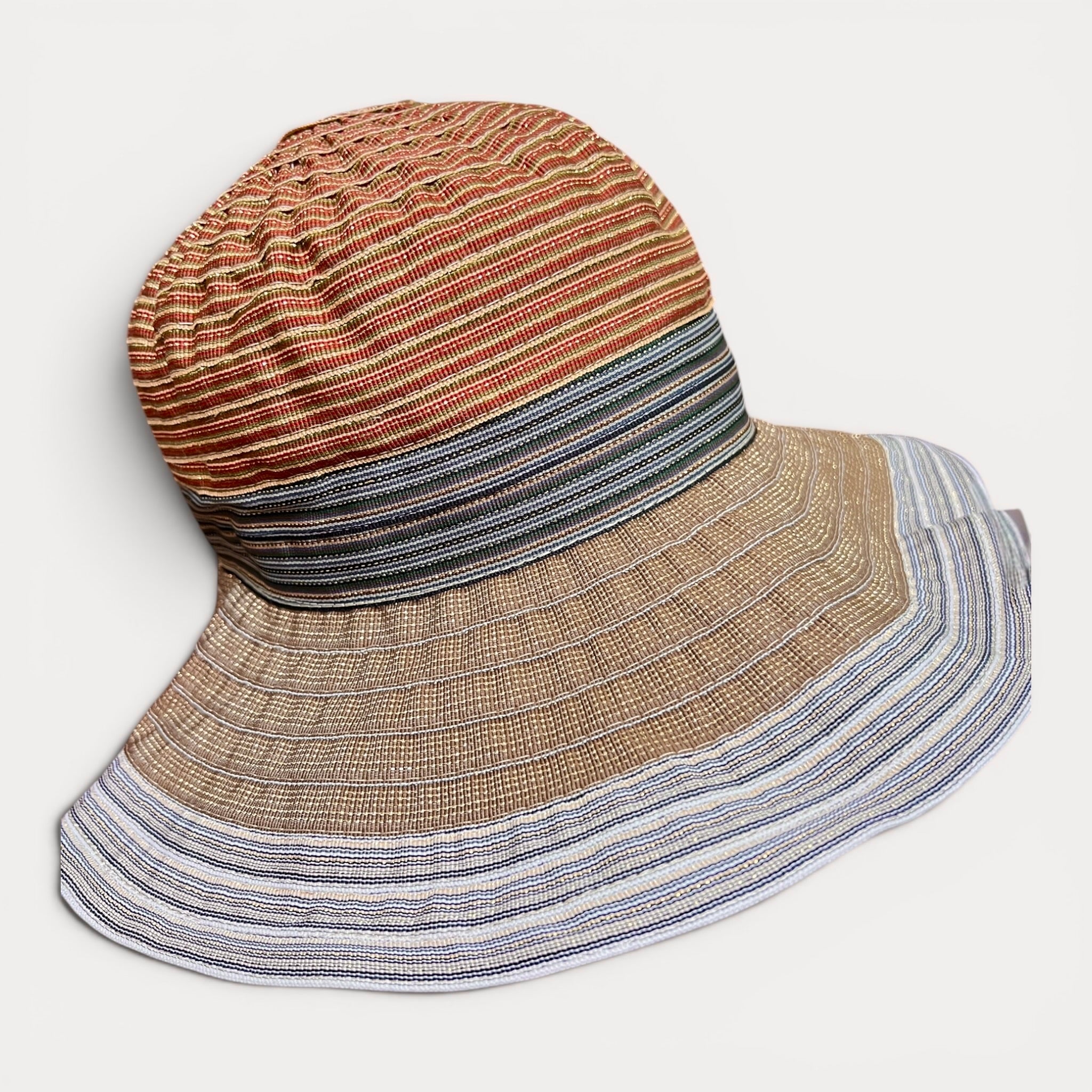 Cappello Donna Estivo In Cotone Multicolor e Lurex, Pieghevole - Grevi