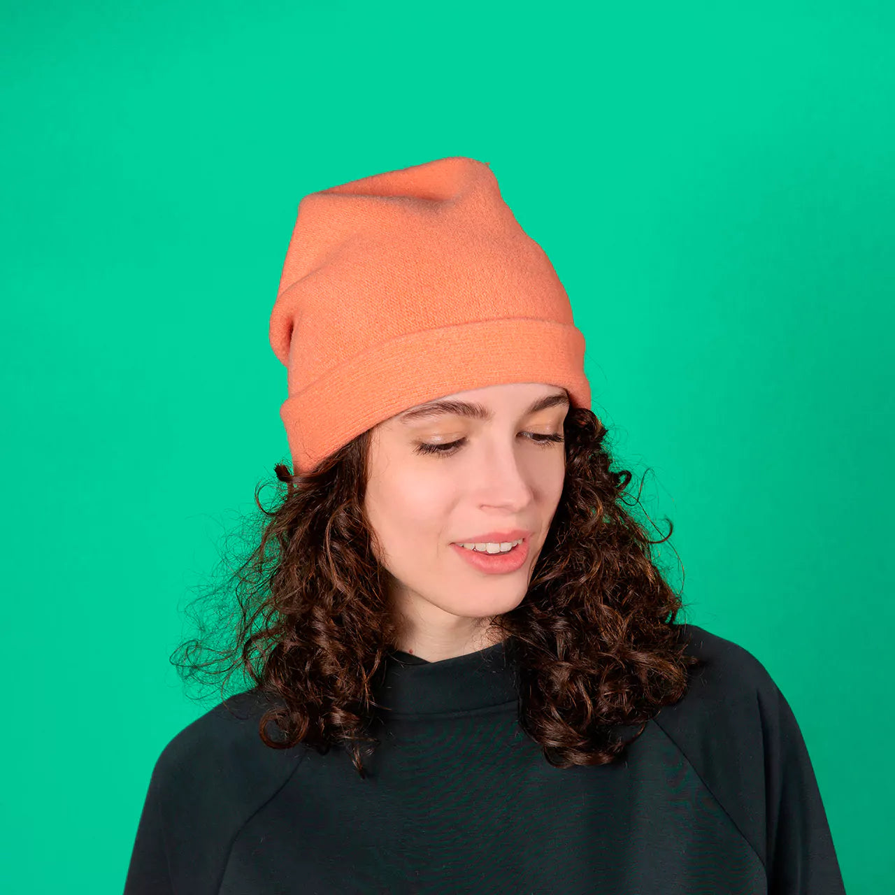 Berretto Beanie In Panno Di Lana "Nero" Kopka