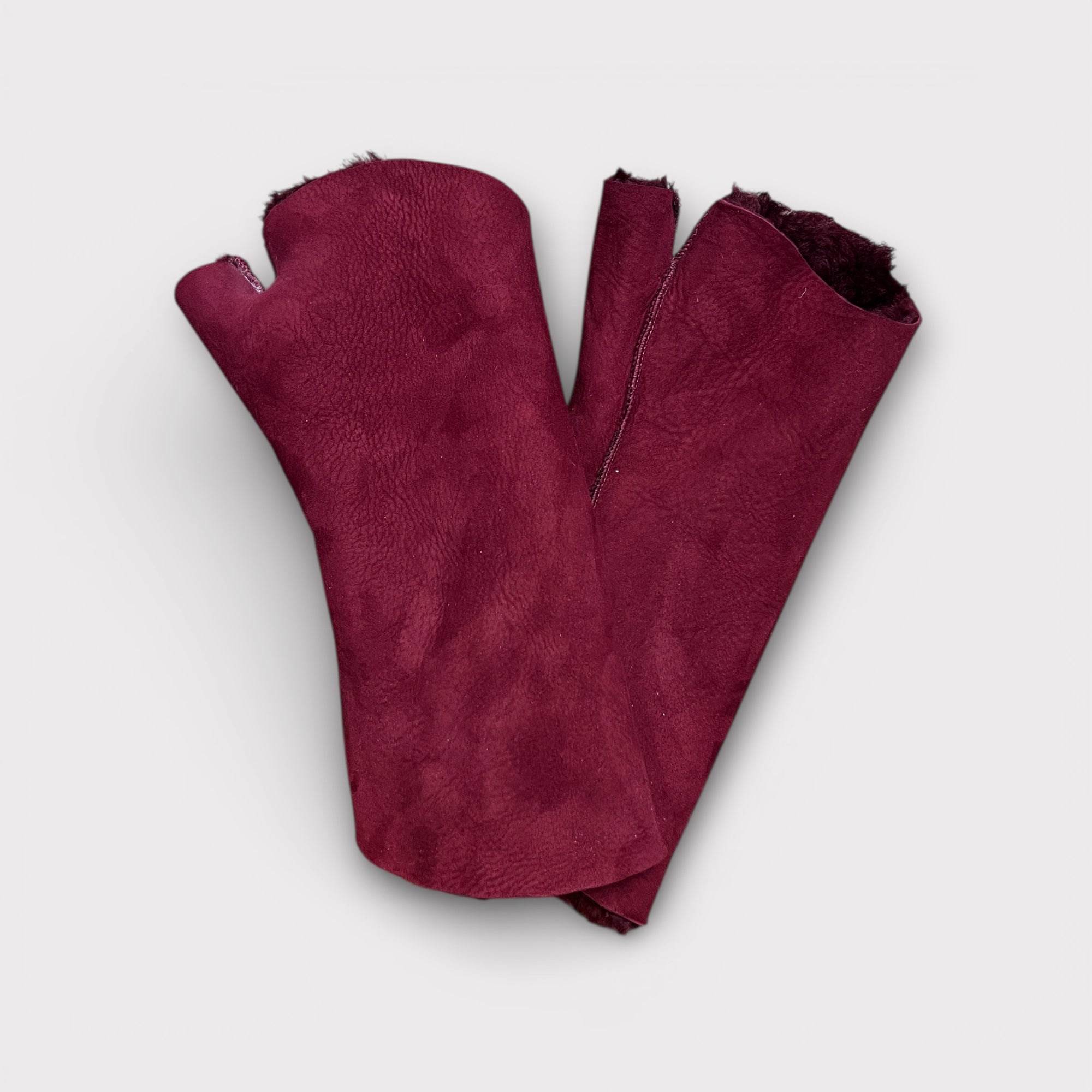 Guanti Senza Dita In Pelle e Pelliccia Di Montone