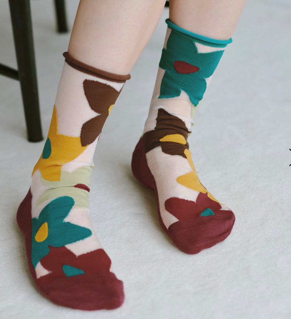 Calzini Spaiati In Cotone E Tulle Windy Flower