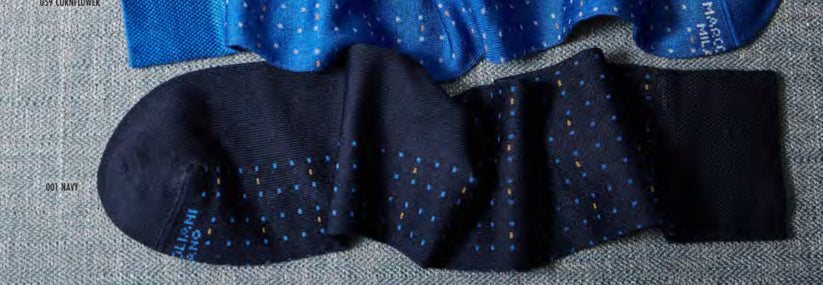 Calzini Uomo Lungo In Modal e Cashmere Blu Puntini