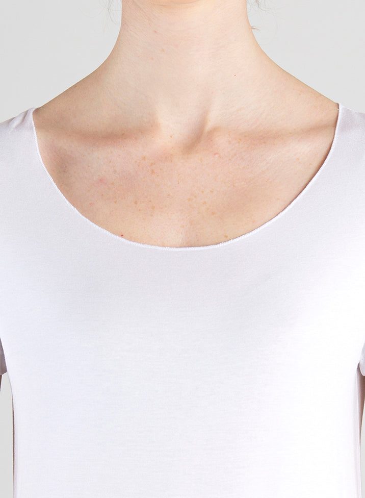 T-shirt Collo A Barchetta Maniche 3/4 Jersey Di Viscosa