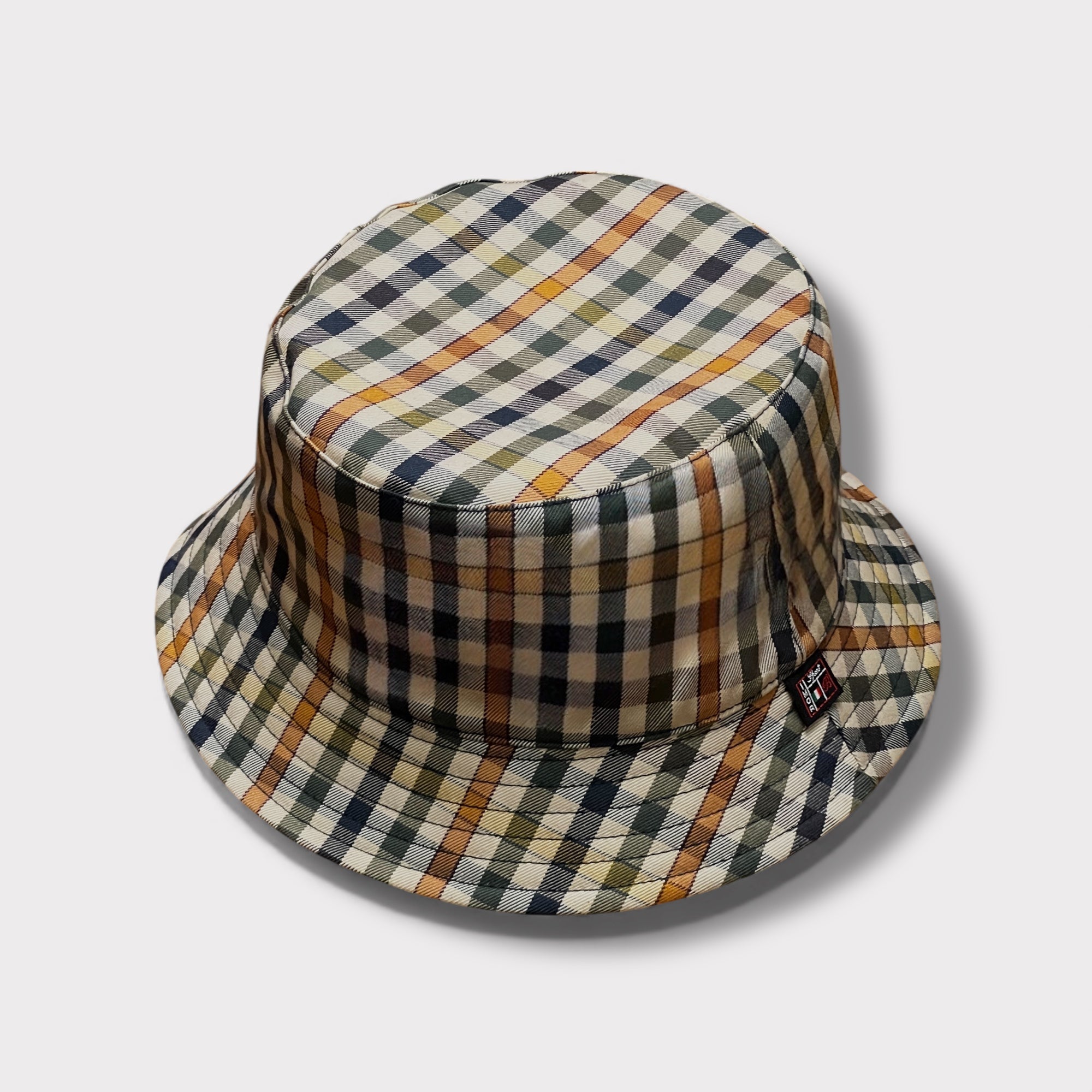 Cappello Pescatore Reversibile Blu unito/Beige Check
