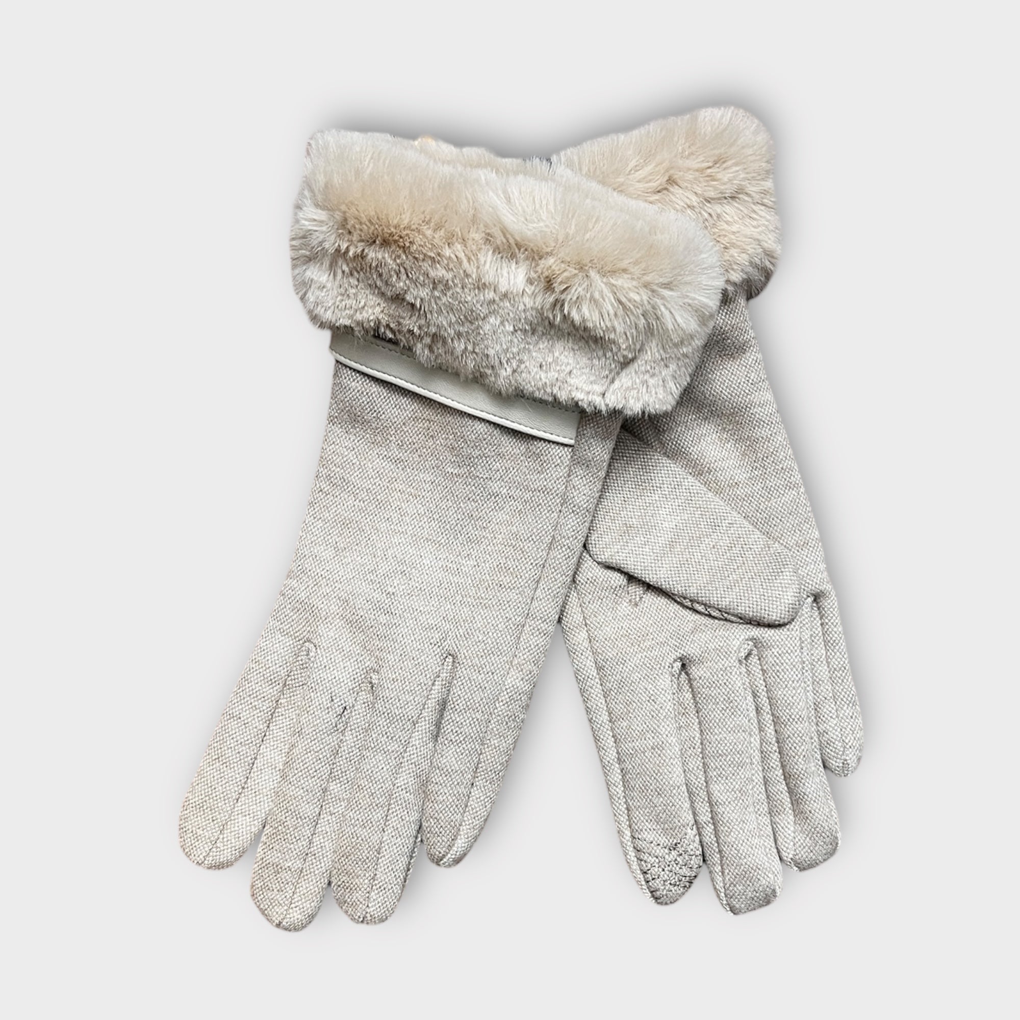 Guanti Donna Con Bordo In Pelliccia Touch Screen