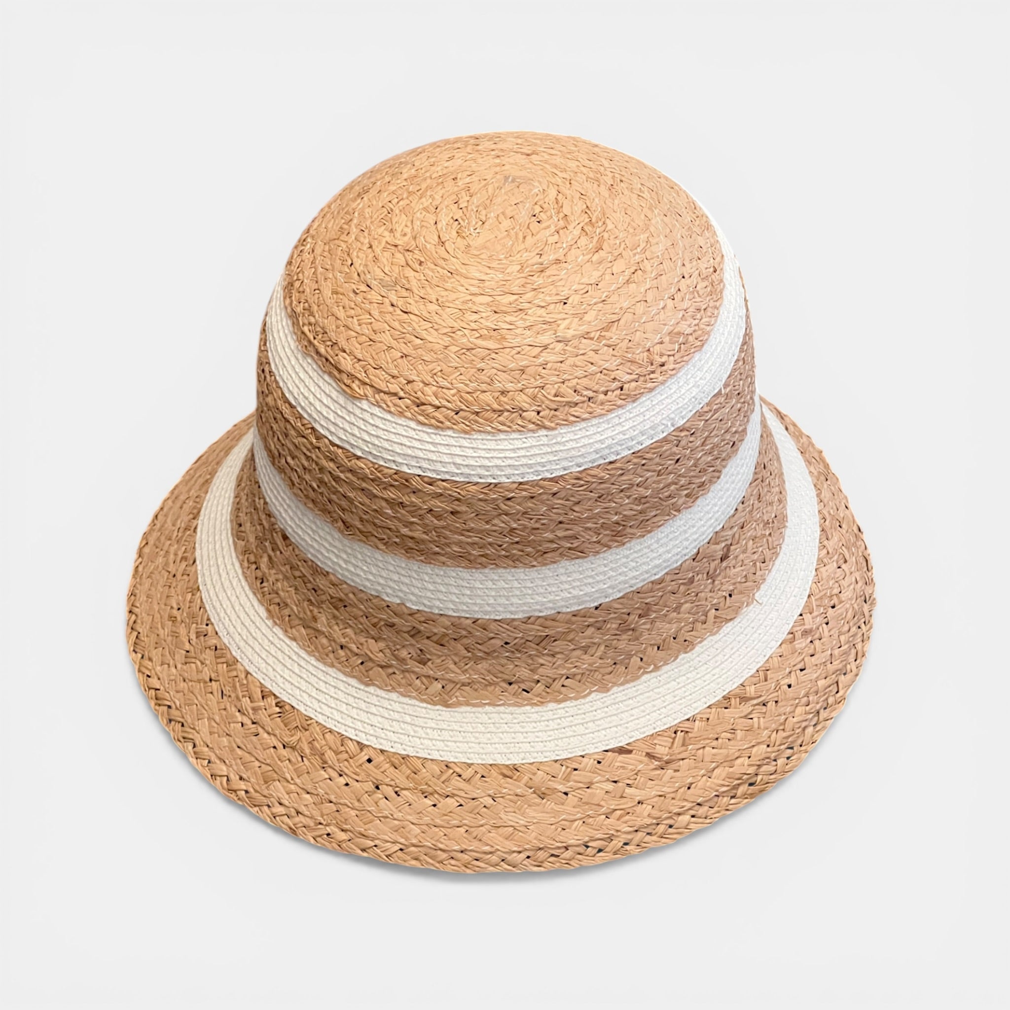 Cappello Cloche Da Donna in Paglia Intrecciata Pieghevole Bicolor - Cappelleria Bacca