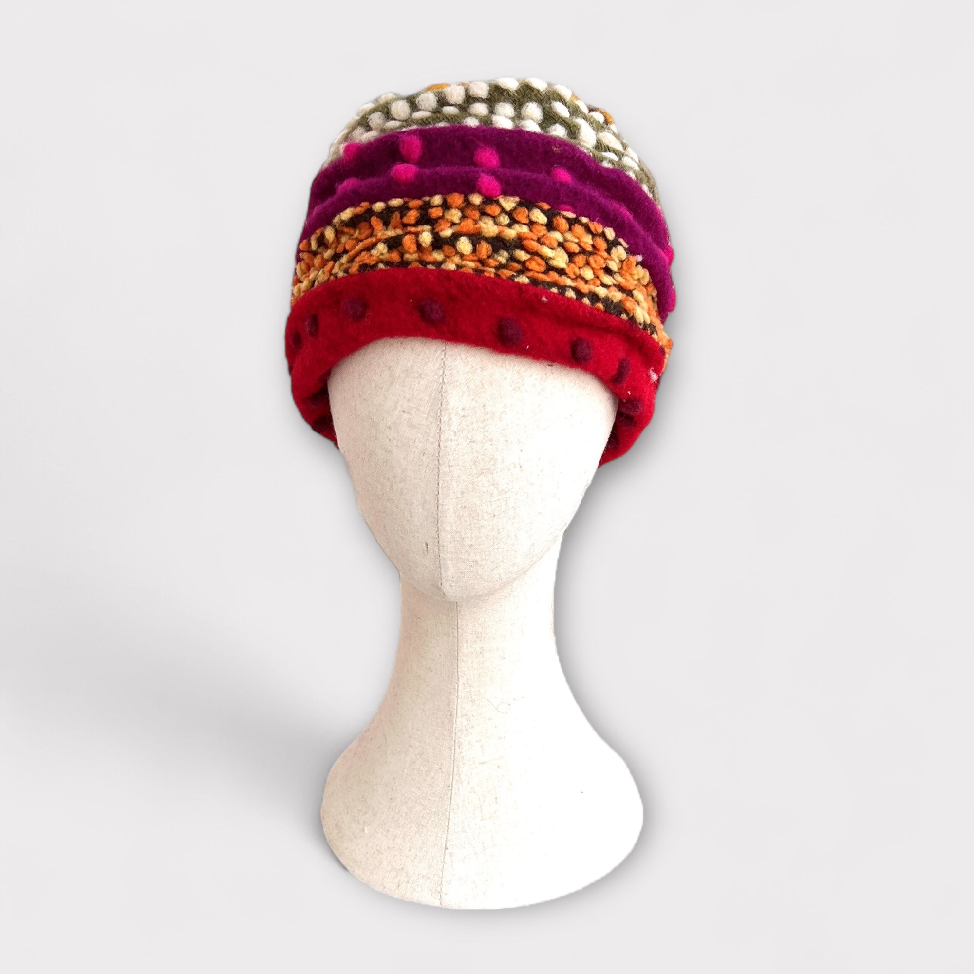 Cappello Toque Invernale In lana Cotta Pois Patchwork Grevi