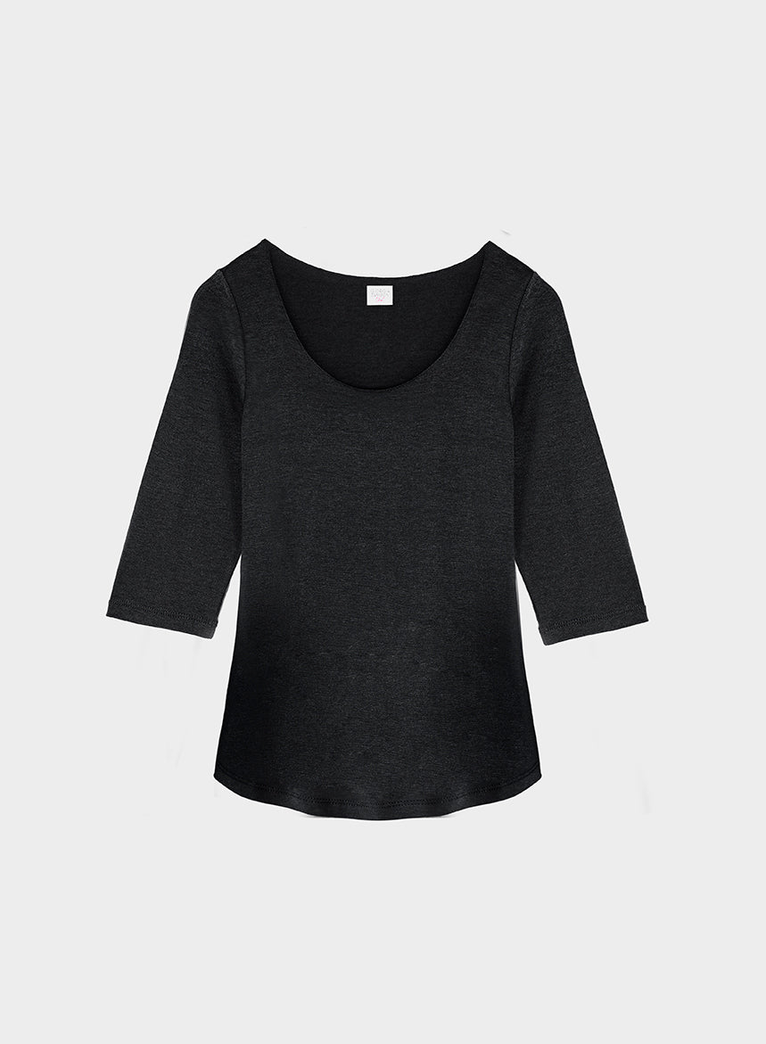 T-shirt Collo A Barchetta Maniche 3/4 Jersey Di Viscosa