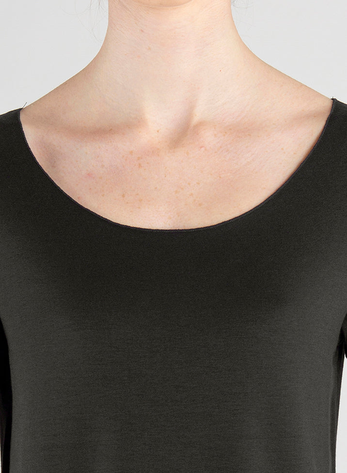 T-shirt Collo A Barchetta Maniche 3/4 Jersey Di Viscosa