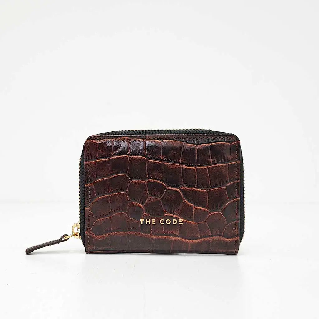 Portafoglio/Portacarte In Vera Pelle Stampa Cocco