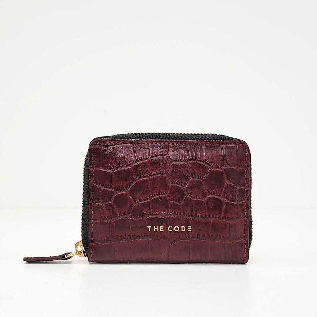 Portafoglio/Portacarte In Vera Pelle Stampa Cocco