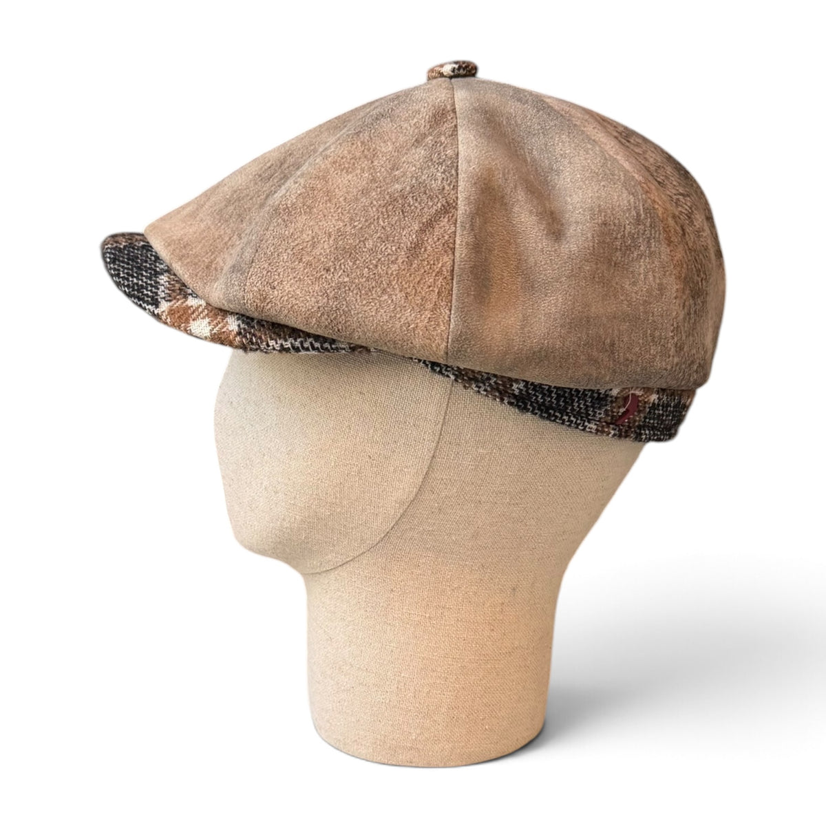 Coppola Irlandese 8 Spicchi In Lana E Pelle Suede Beige Sfumato Alfonso D'Este