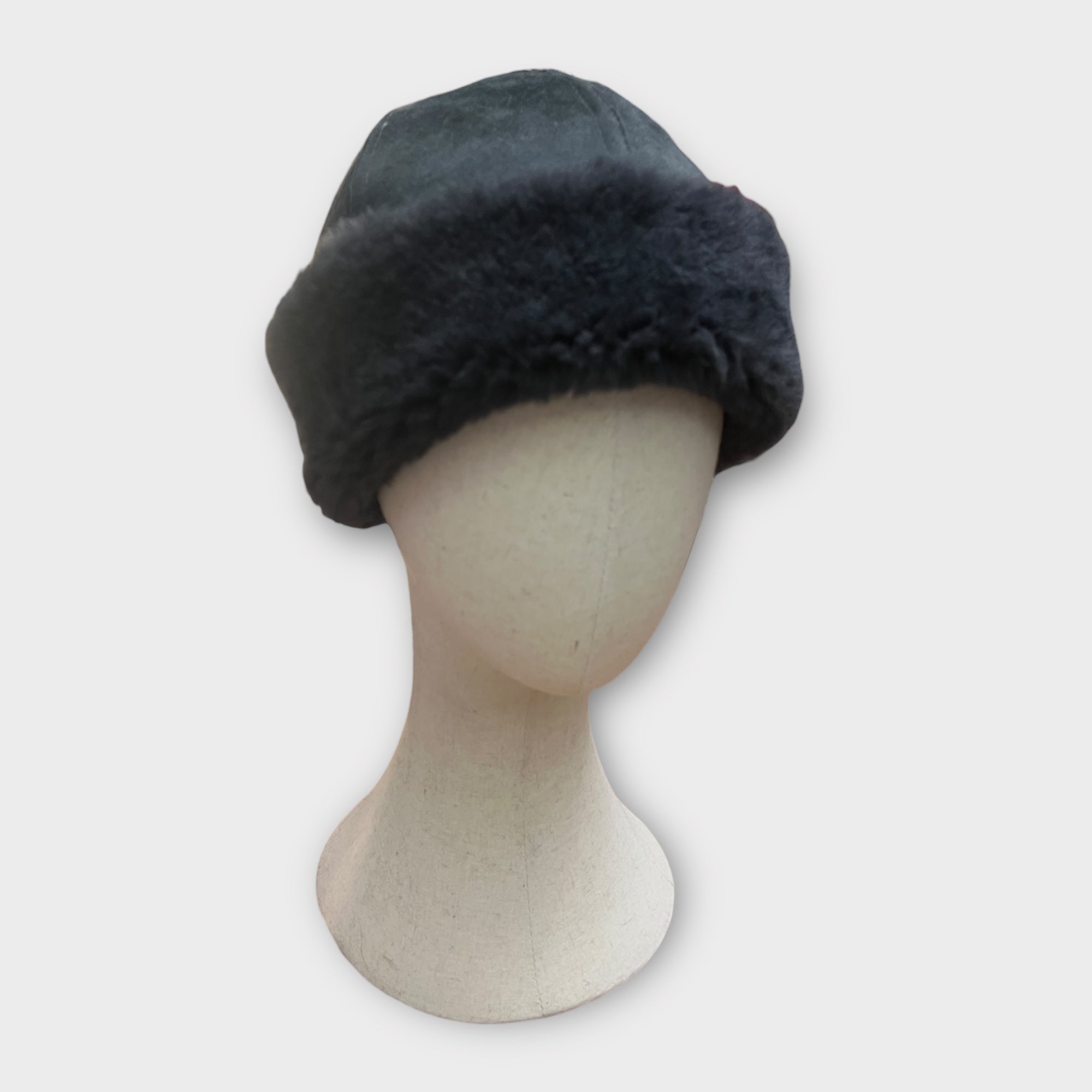 Berretto In Pelle E Pelliccia di Montone