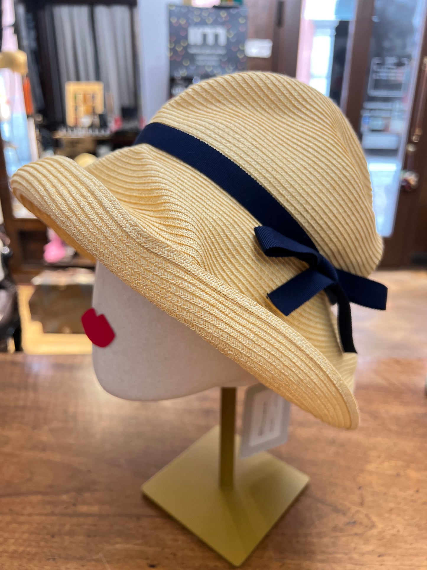 Cappello Donna In Paglia Pieghevole - Mature Ha - Nastro Blu