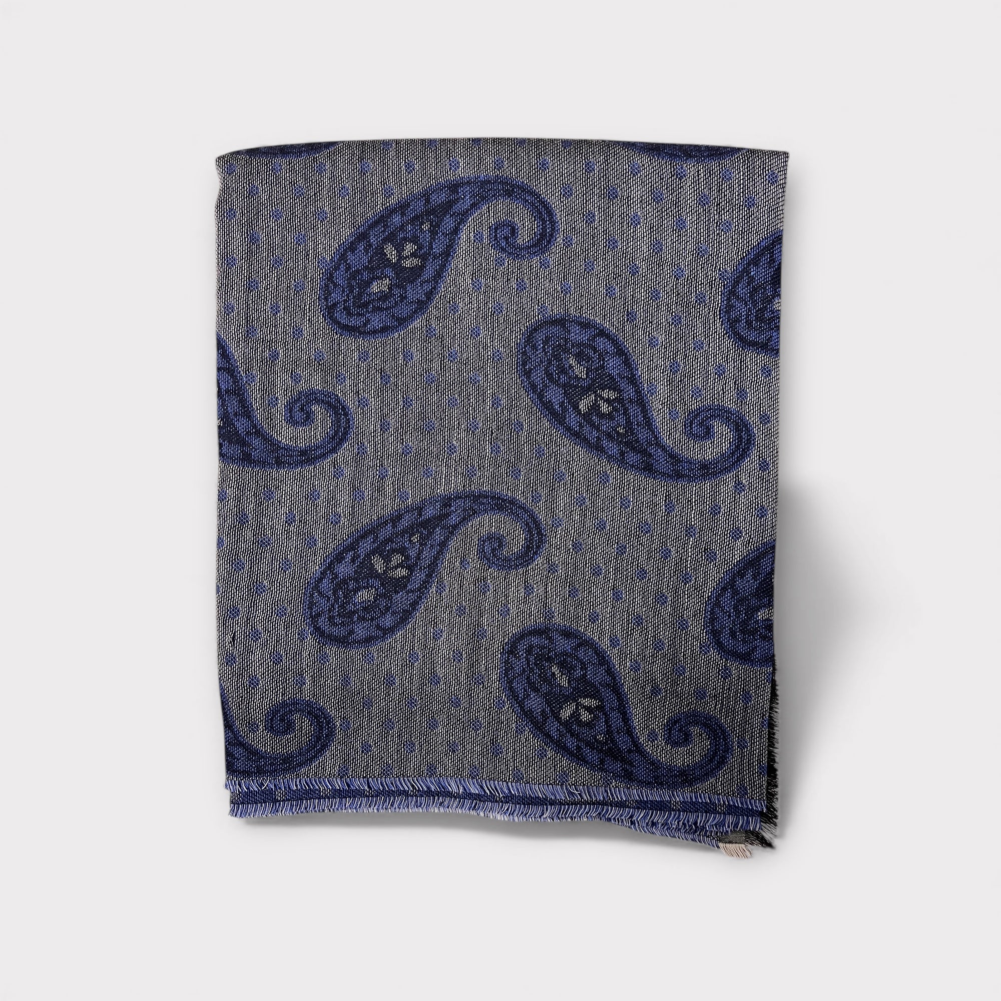Sciarpa In Pura Seta Raso Uomo/Donna – Paisley Caffè E Grigio – Avvolgente QS175-25 - Foto 5