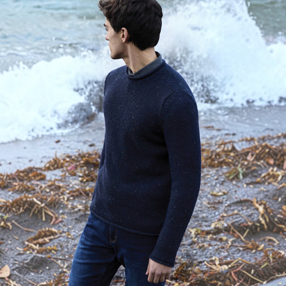 Maglione Uomo Girocollo In Pura Lana Merino - Donegal Melange