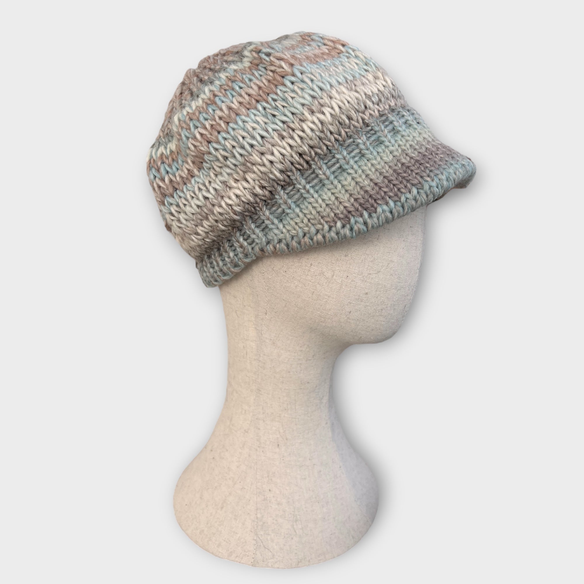 Berretto Donna Con Visiera In Maglia Di Lana Fantasia