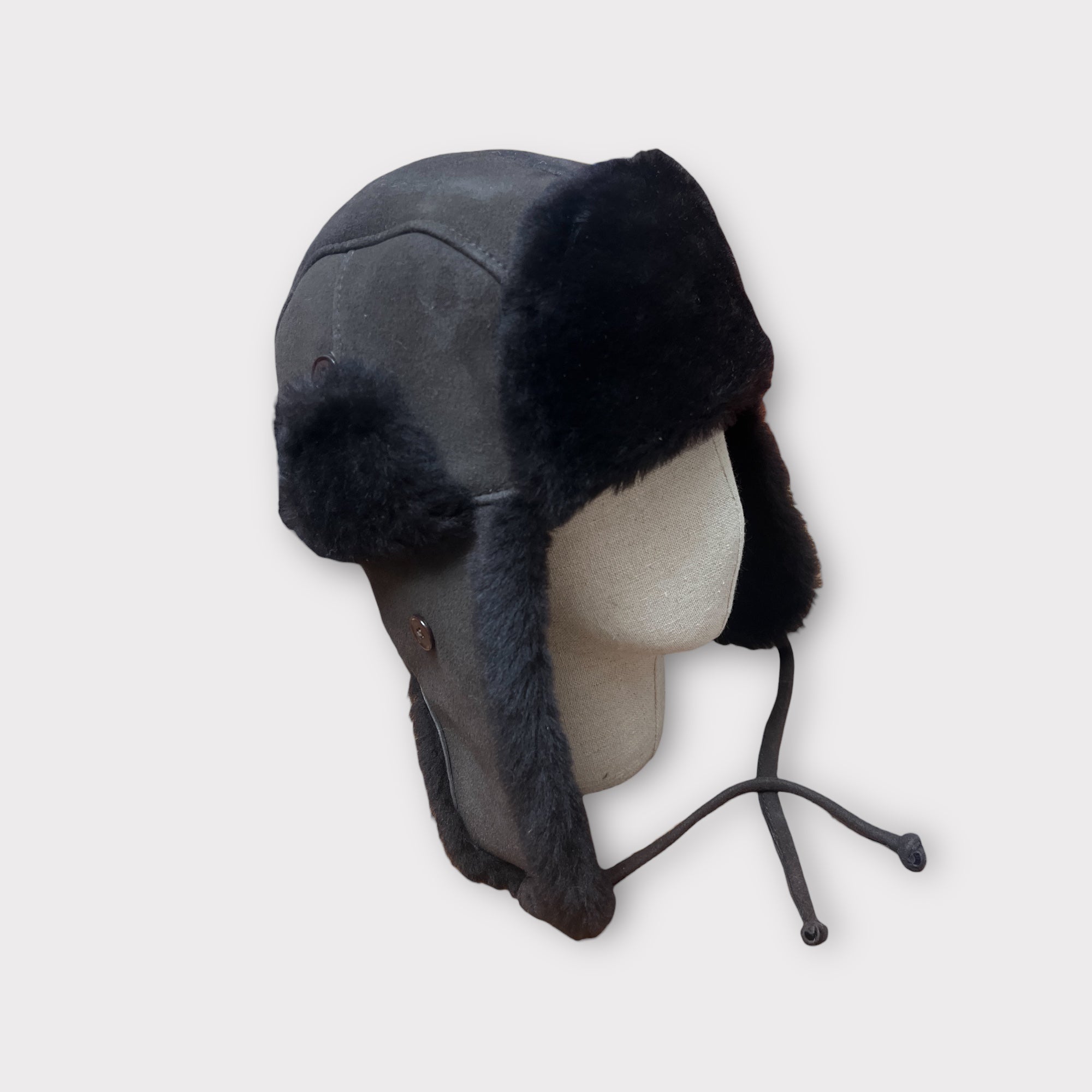 Colbacco Con Para Orecchie In pelle E Pelliccia Di Montone