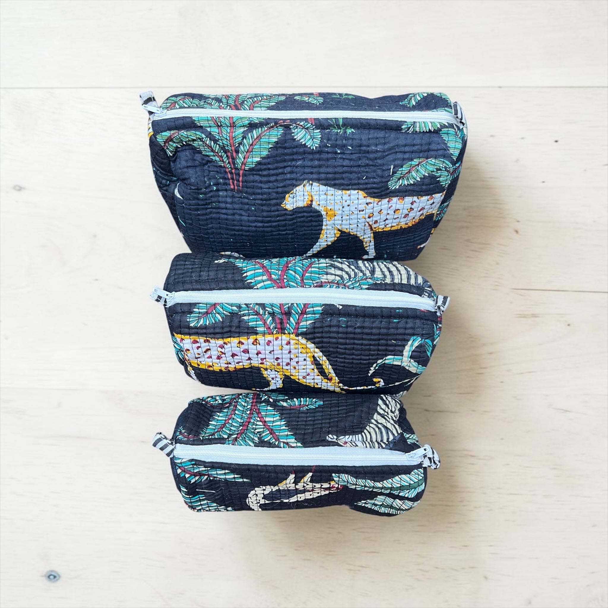 Beauty Case In Cotone Trapuntato Fantasia - Set 3 Pezzi