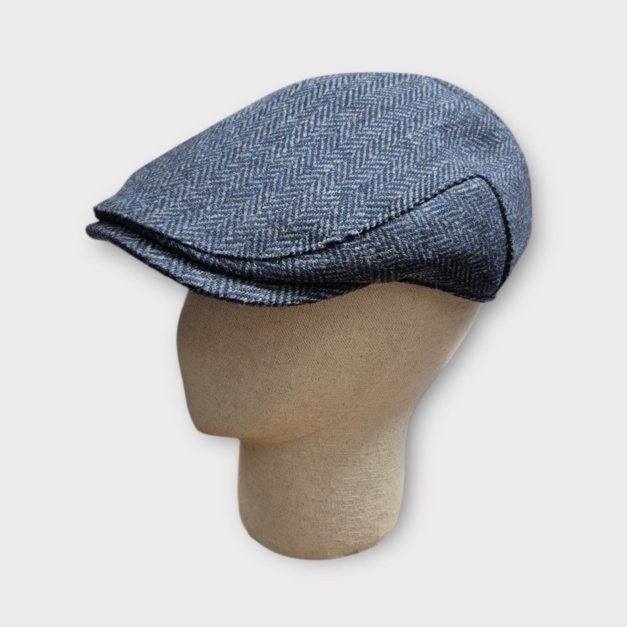 Coppola In Pura Lana Motivo Spinato Herringbone Blu