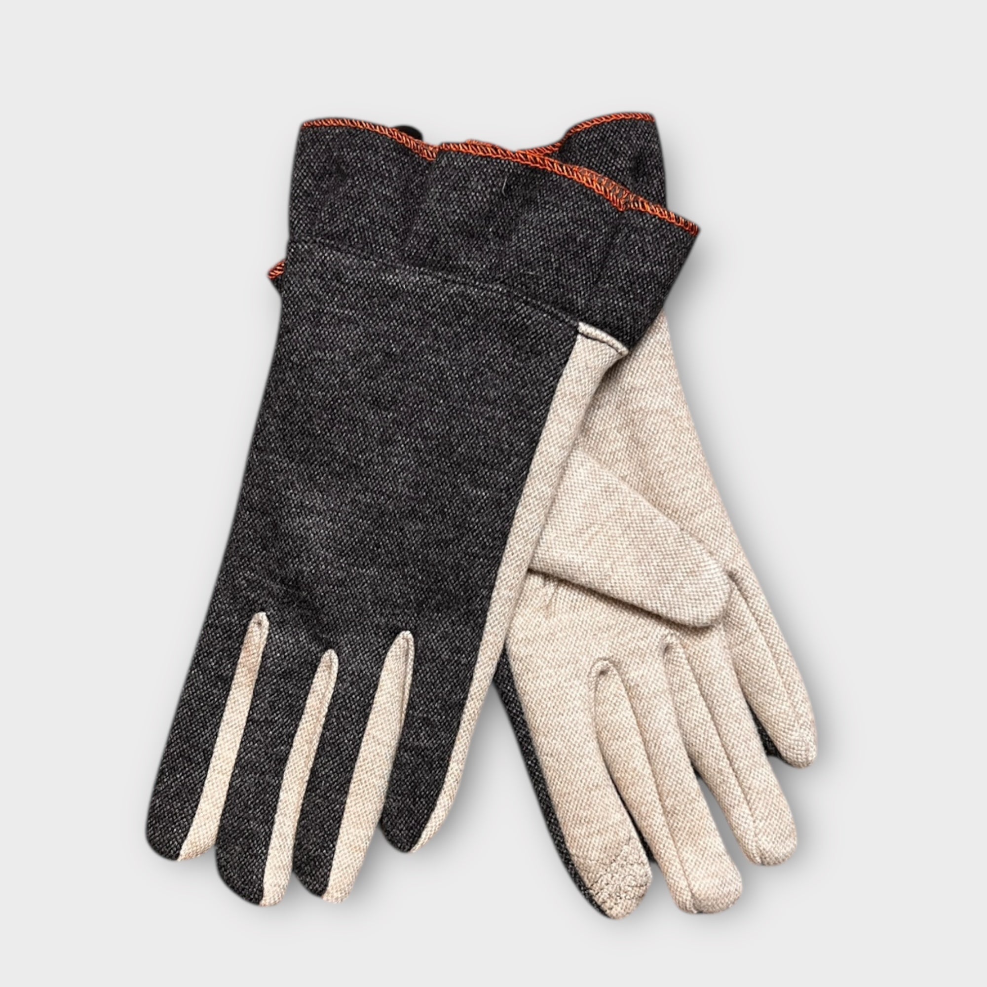 Guanti Dona In Morbido Panno Bicolor Touch Screen